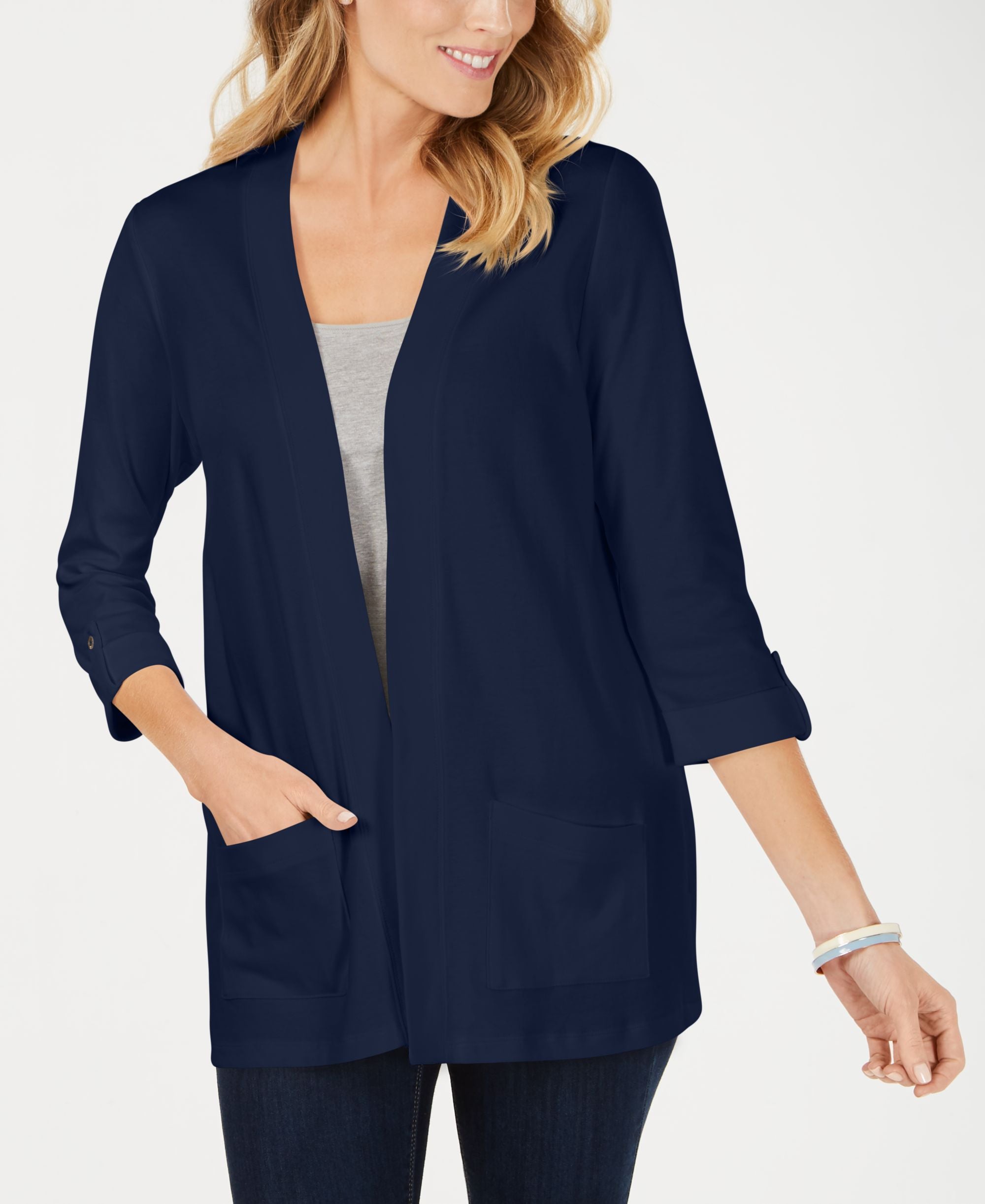 Karen Scott Petite Cotton Cozy Cardigan