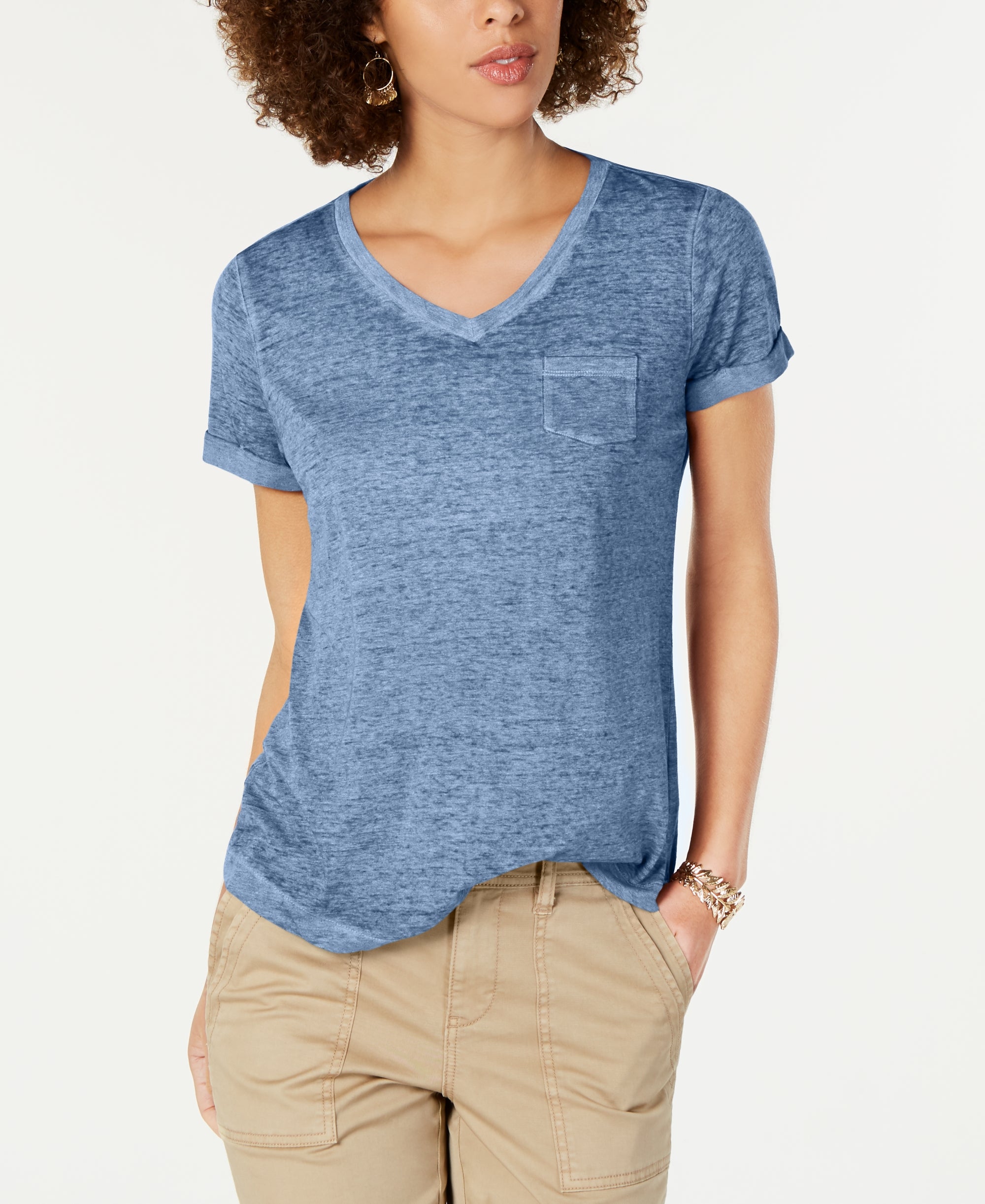 Petite Burnout V-Neck T-Shirt