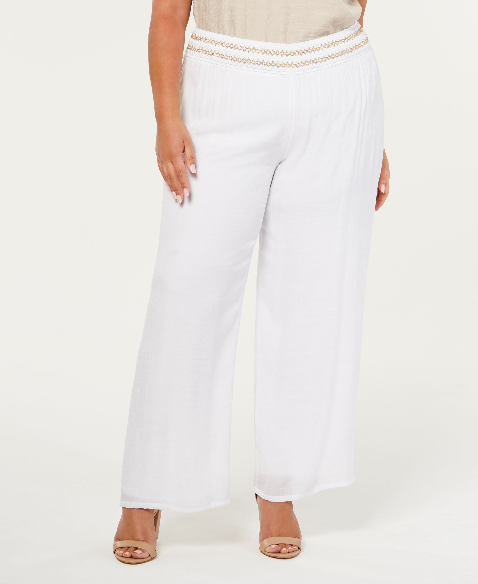 JM Collection Plus Size Lined Gauze Pull On Pants
