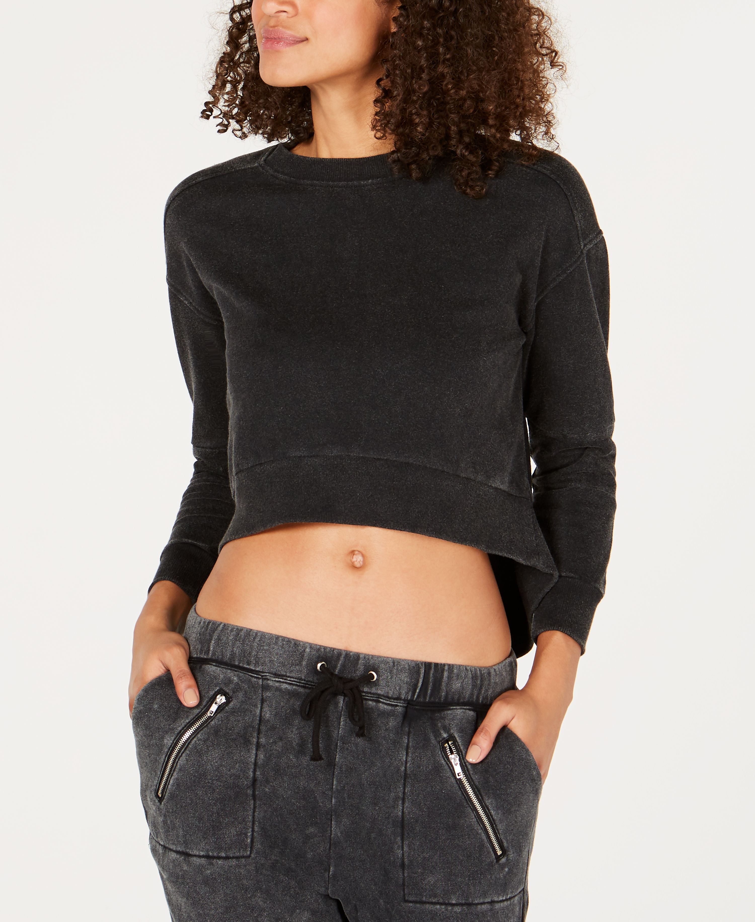 Material Girl Cropped Sweatshirt Charcoal Medium Junior Faded M
