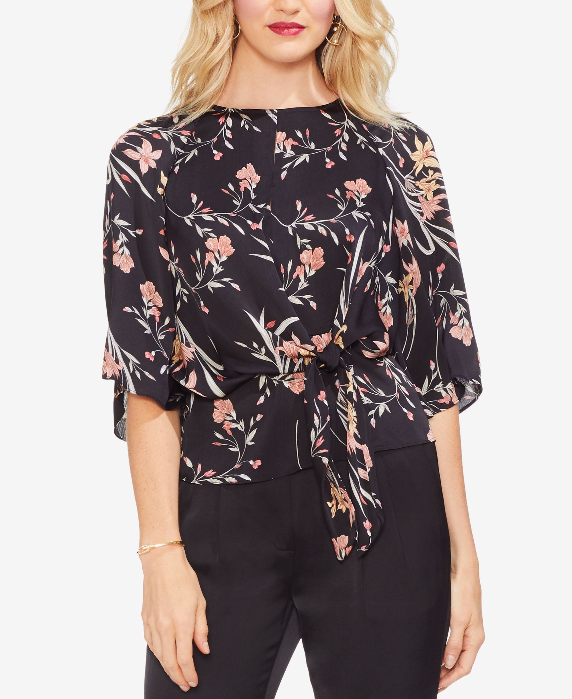Vince Camuto Tie Front Floral Top