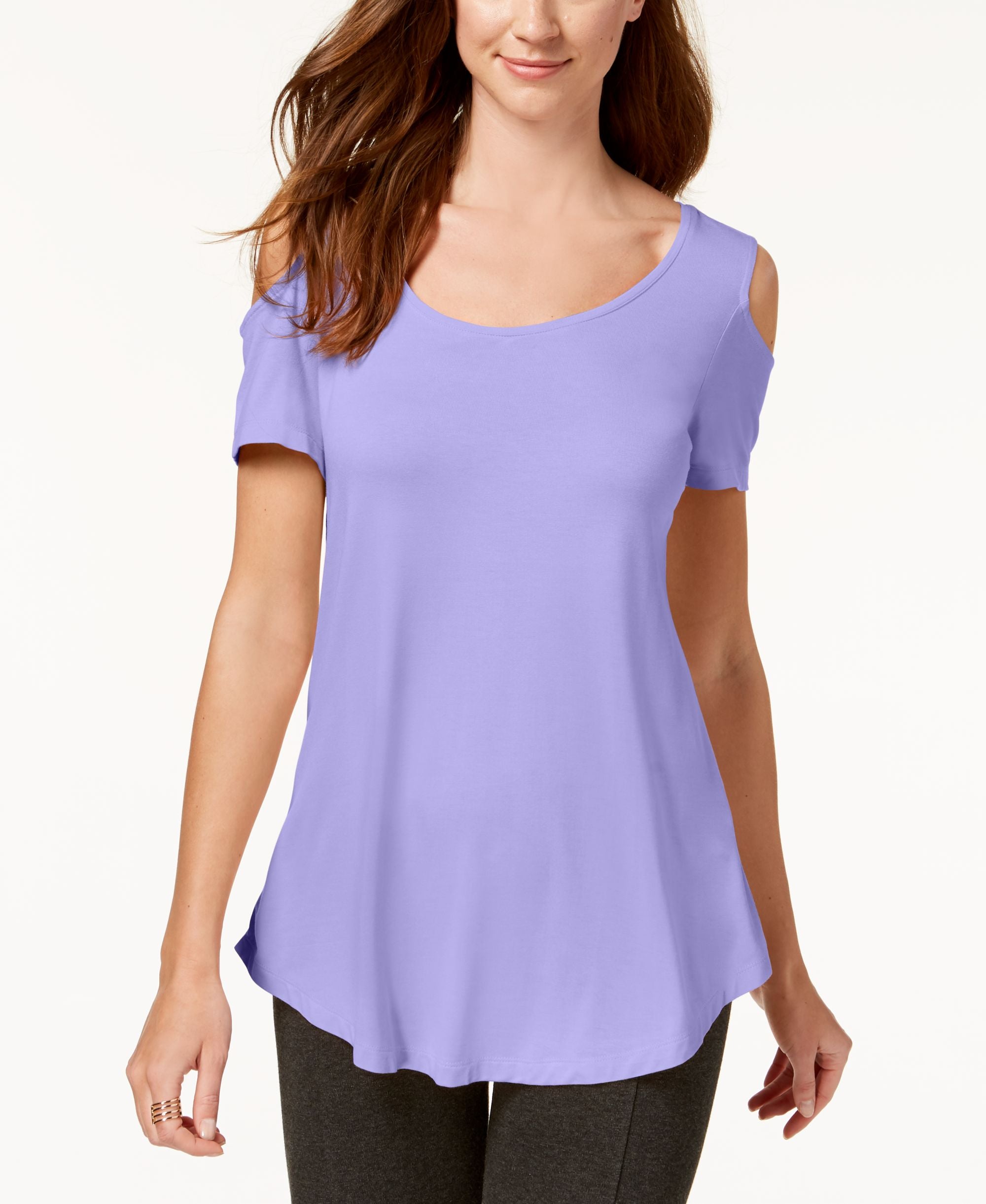 JM Collection Cold Shoulder Swing T-Shirt