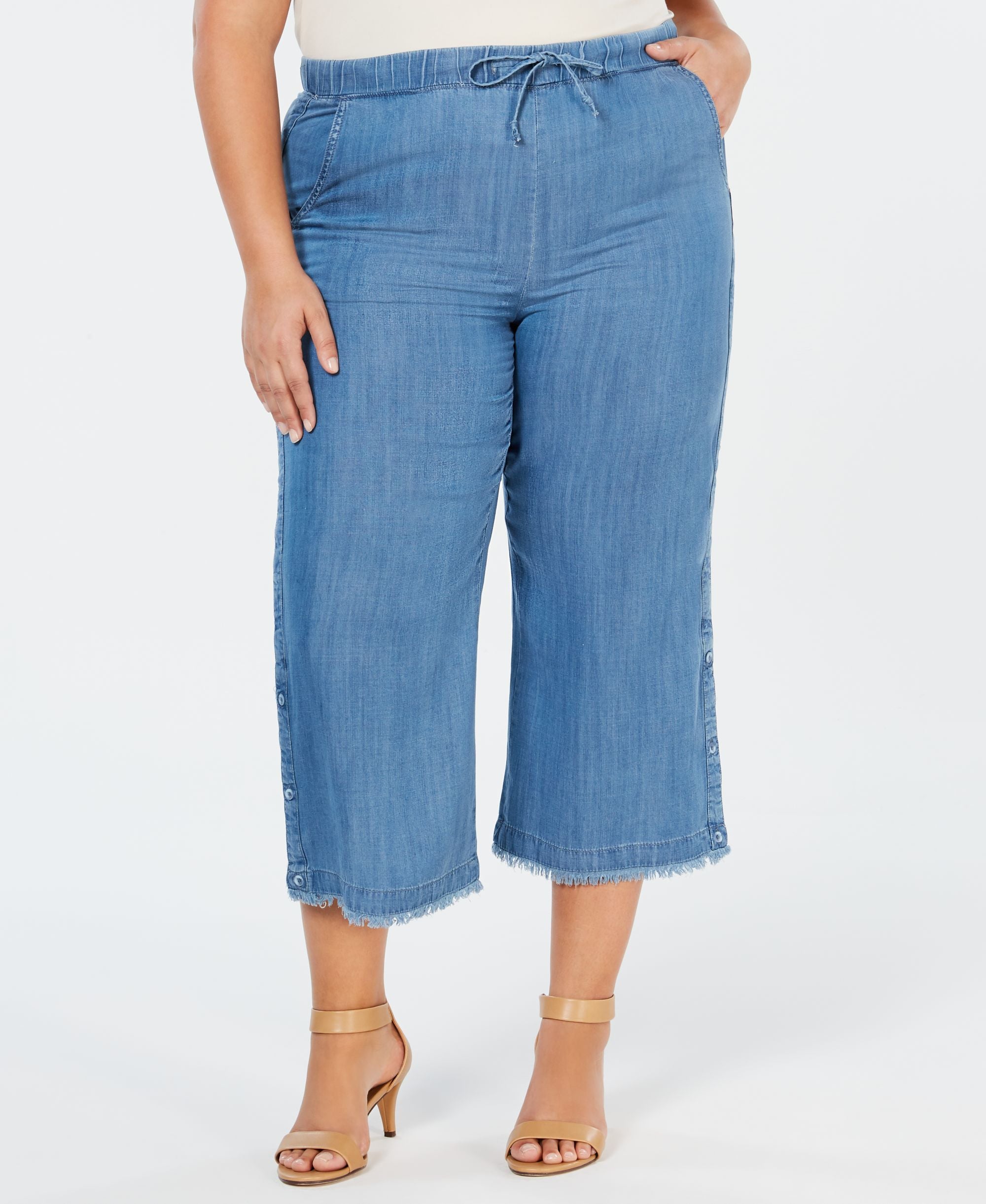 Style & Co Plus Size Button Cuff Cropped Pants