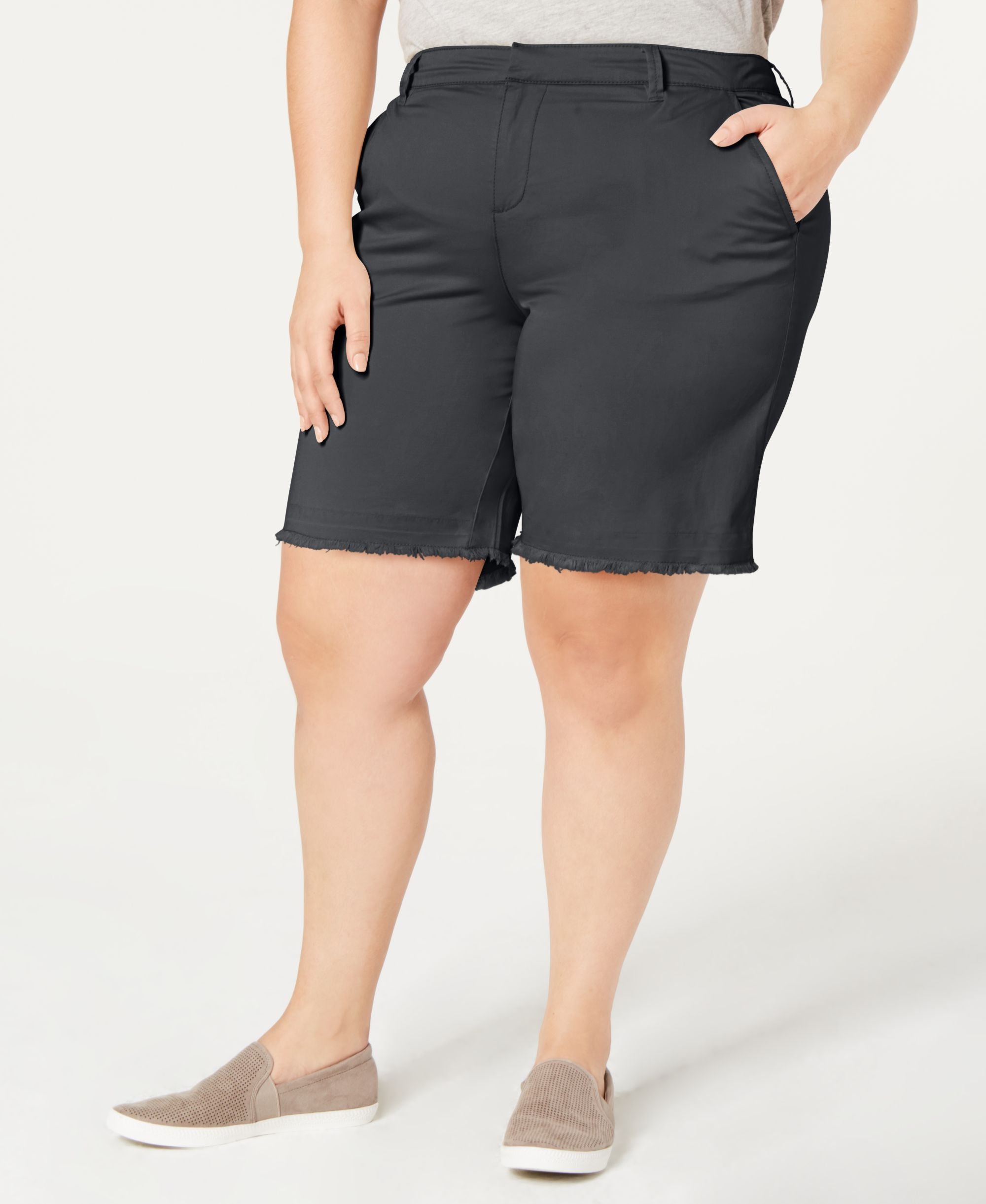 Plus Size Released Hem Shorts