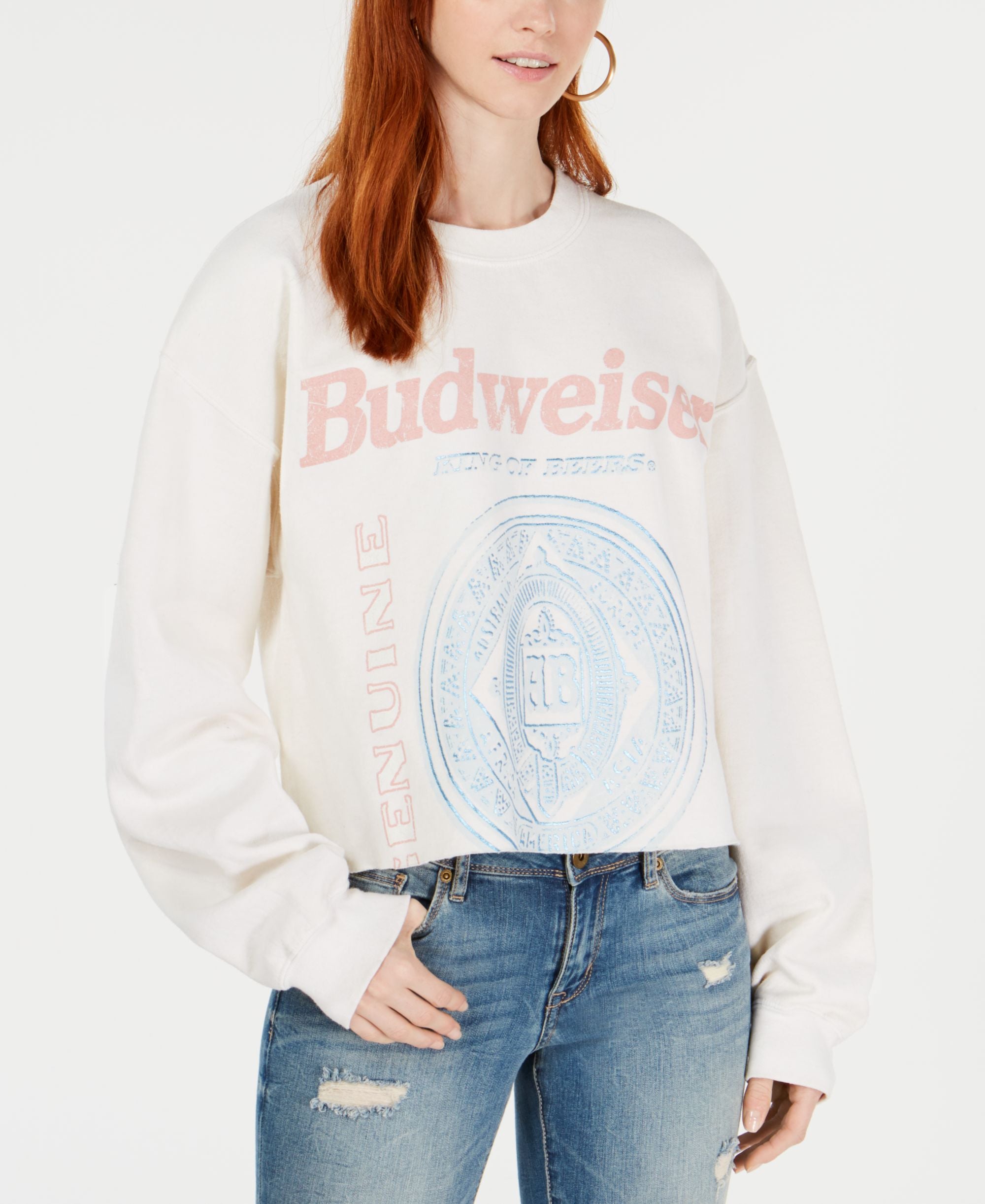 True Vintage Budweiser Cropped Sweatshirt Egret XS