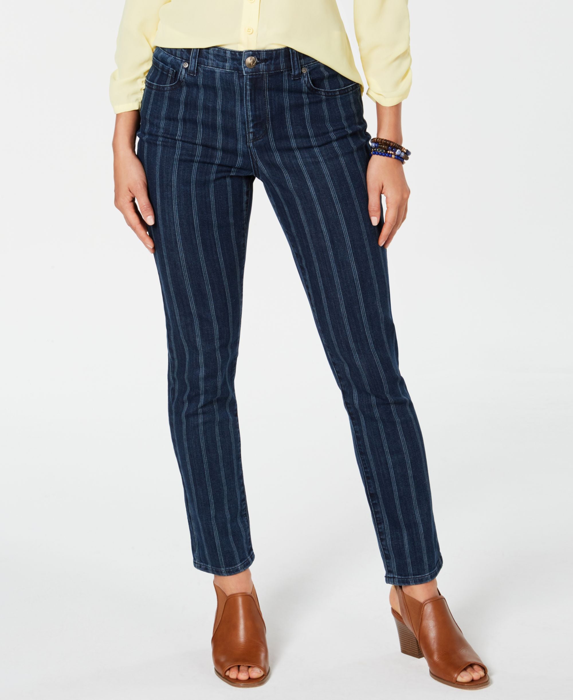 Style & Co Striped Skinny Ankle Jeans