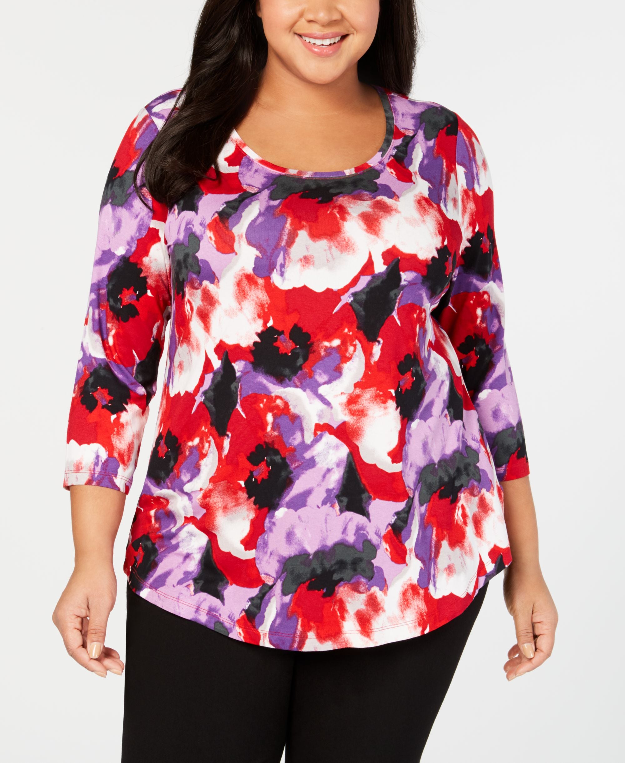 JM Collection Plus Size Printed Top