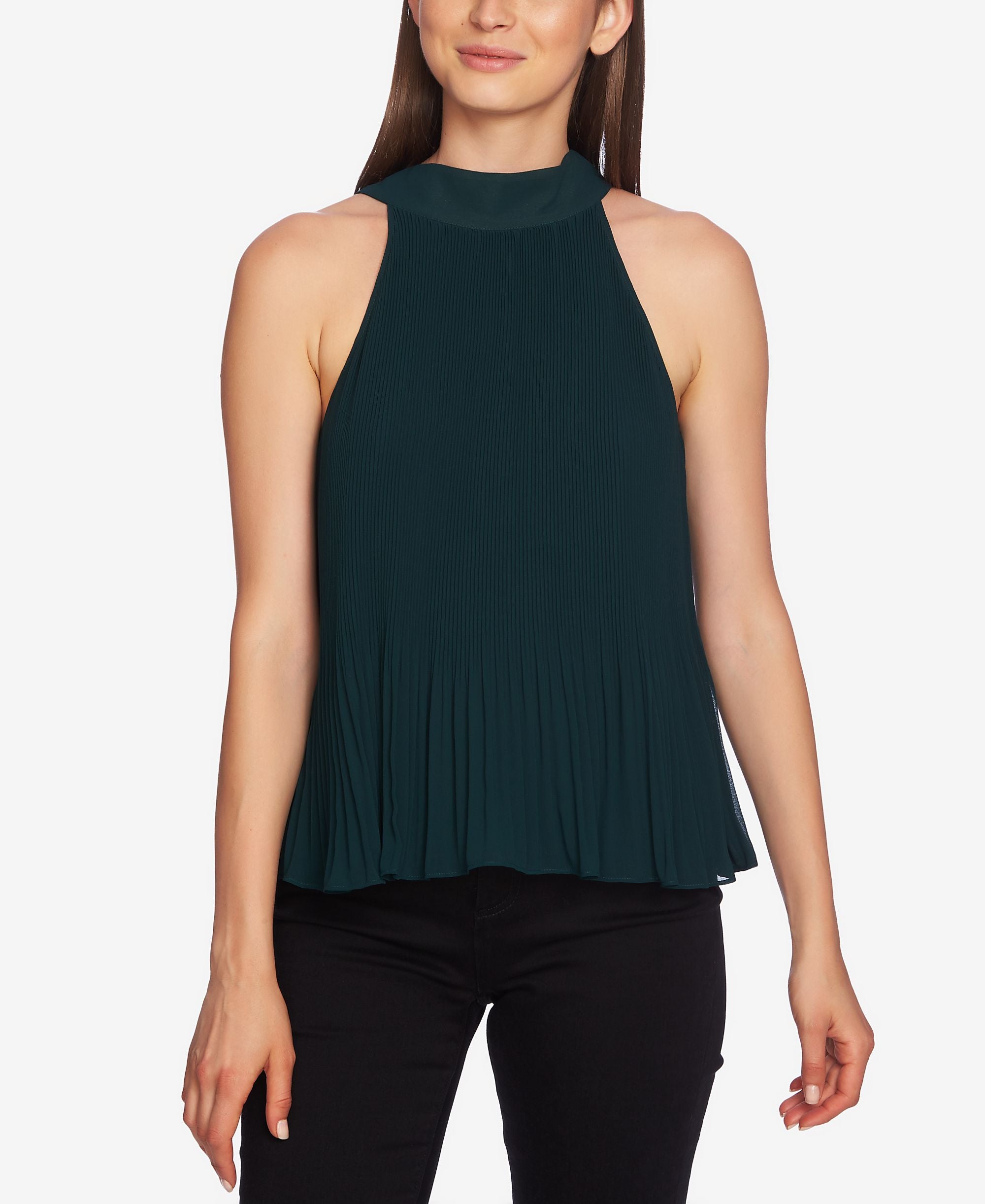 1.State Halter Tie Pleated Top