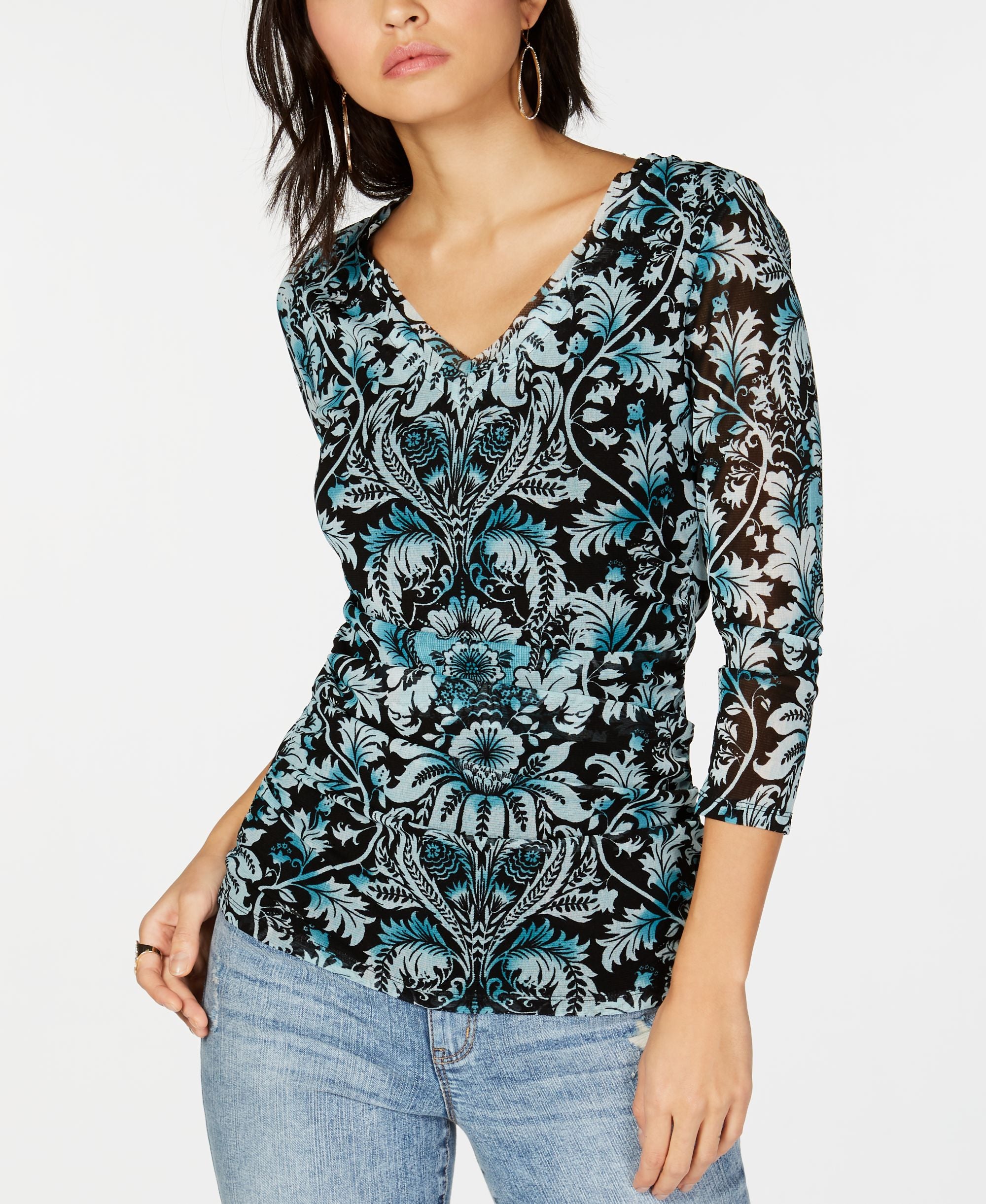INC Double-Layer V-Neck Top