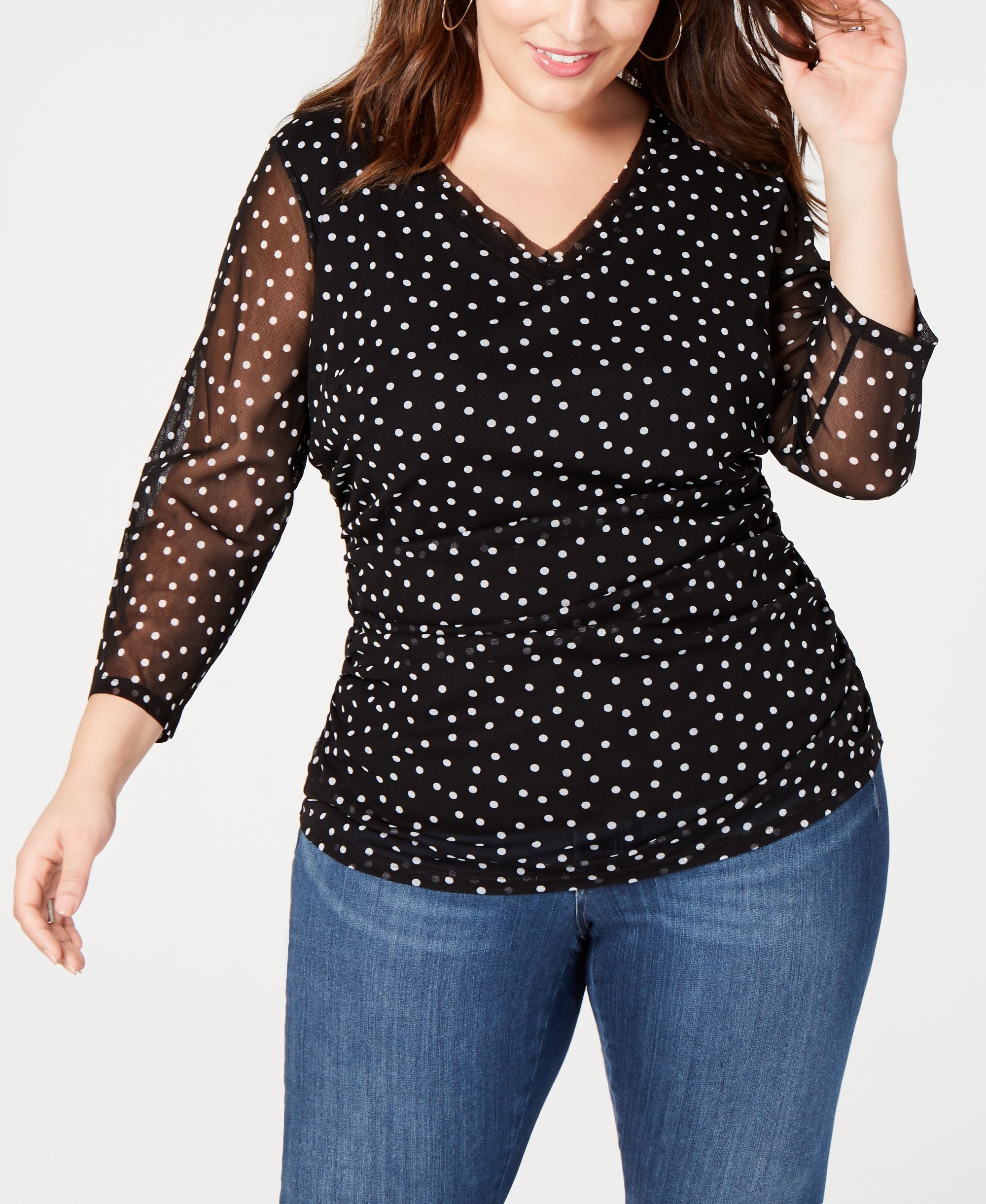 Plus Size Double Layer V Neck Top