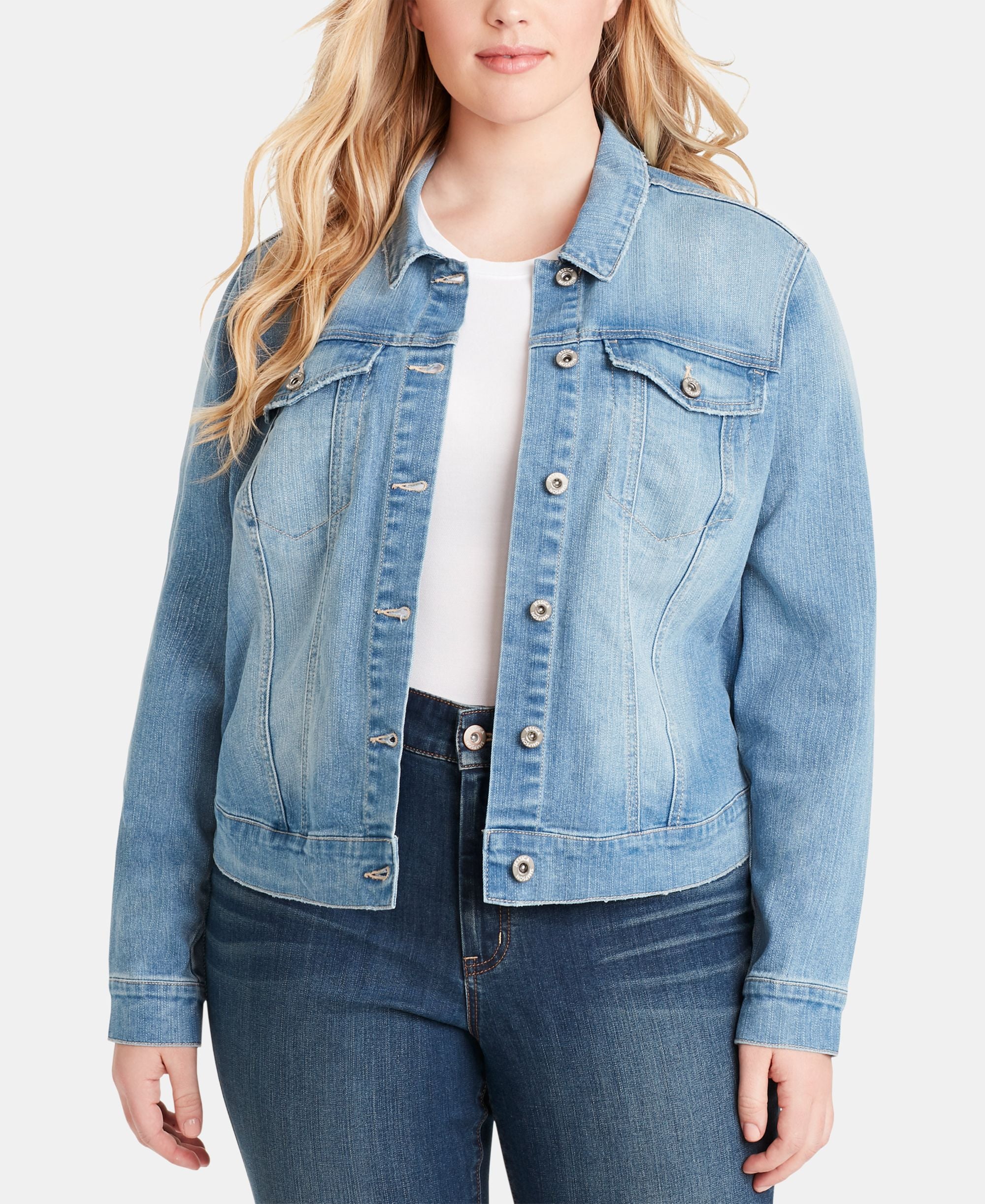 Trendy Plus Size Cotton Denim Jacket