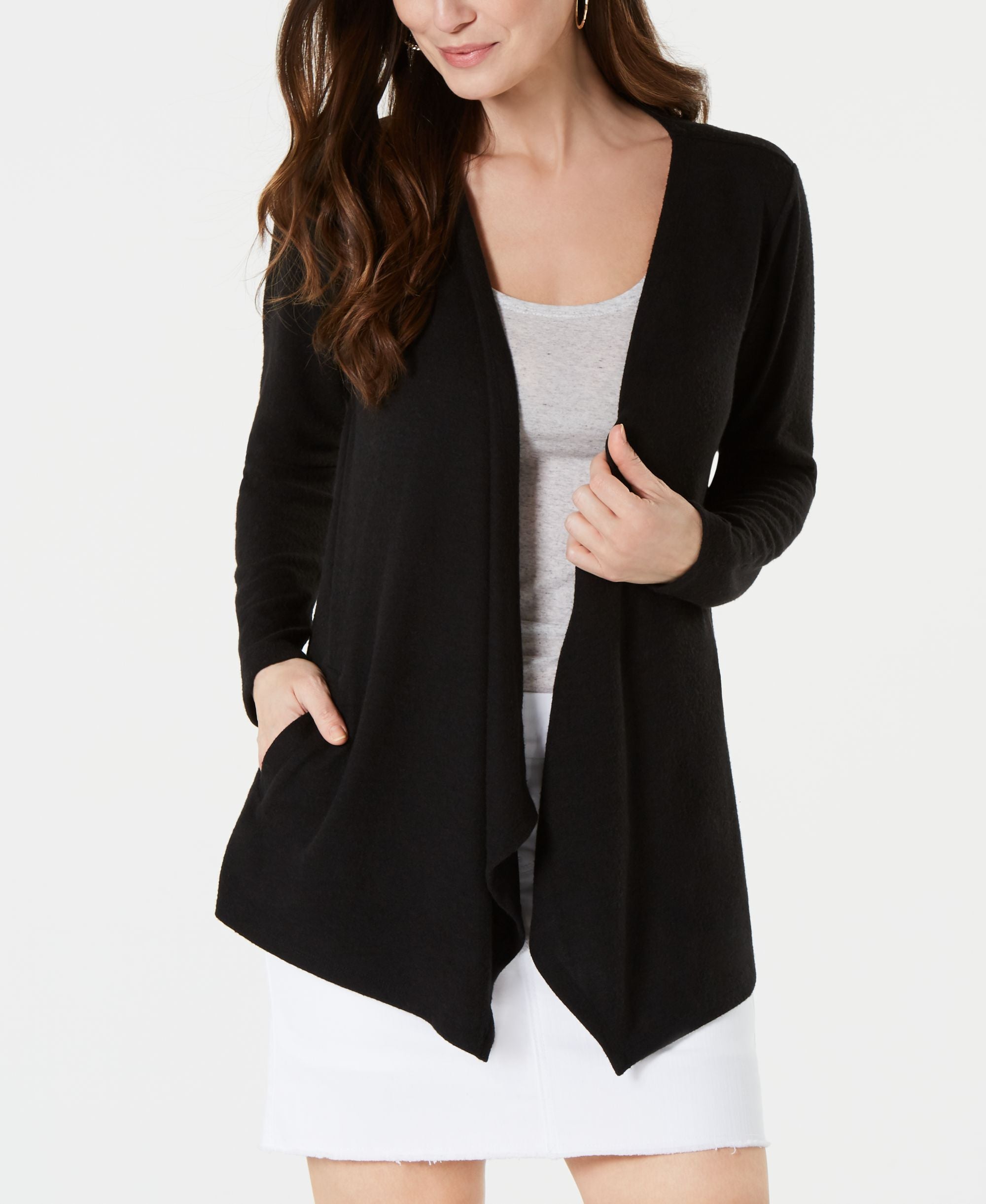 Style & Co Handkerchief Hem Open Front Cardigan