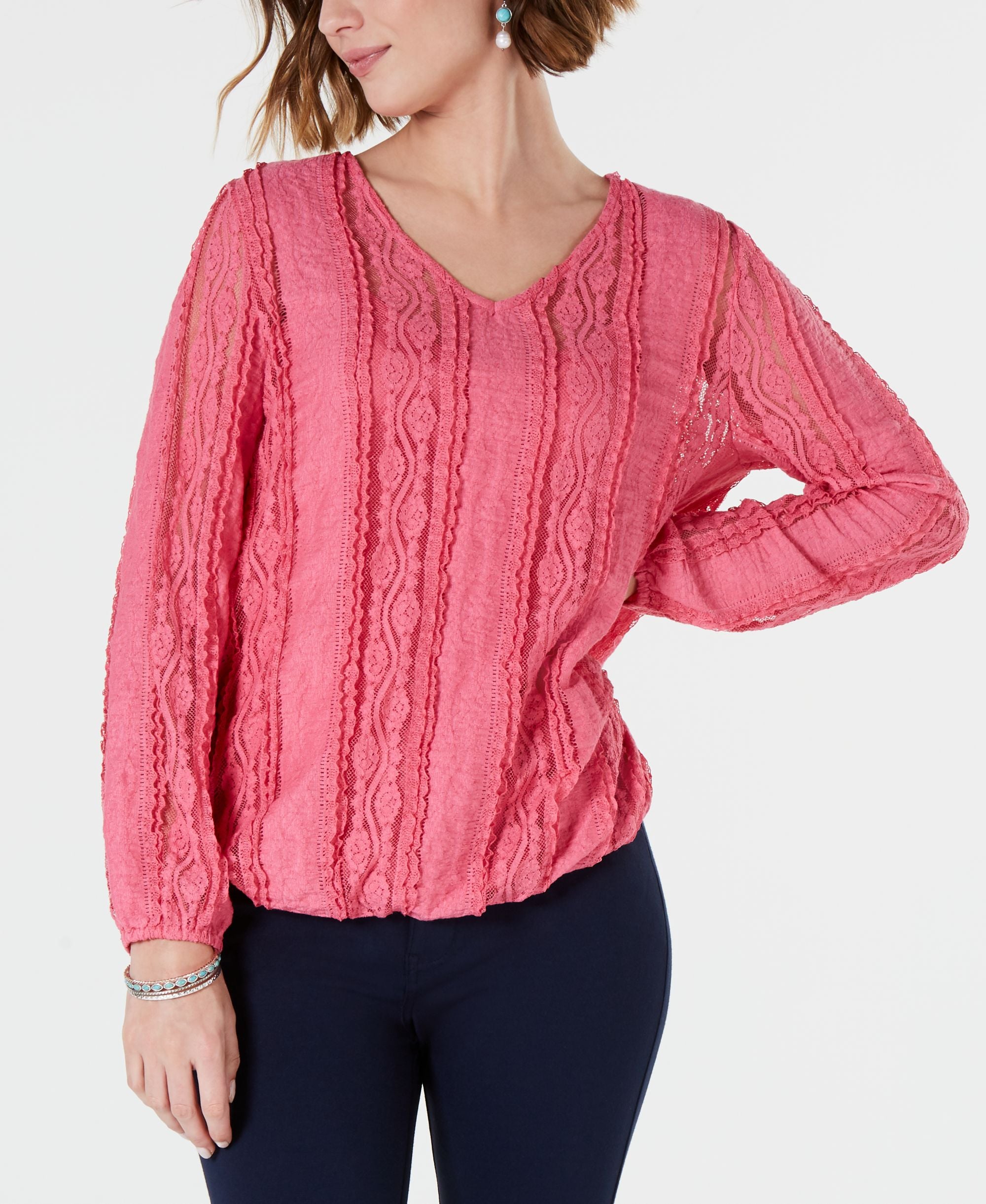 Style & Co Lace Overlay Blouse