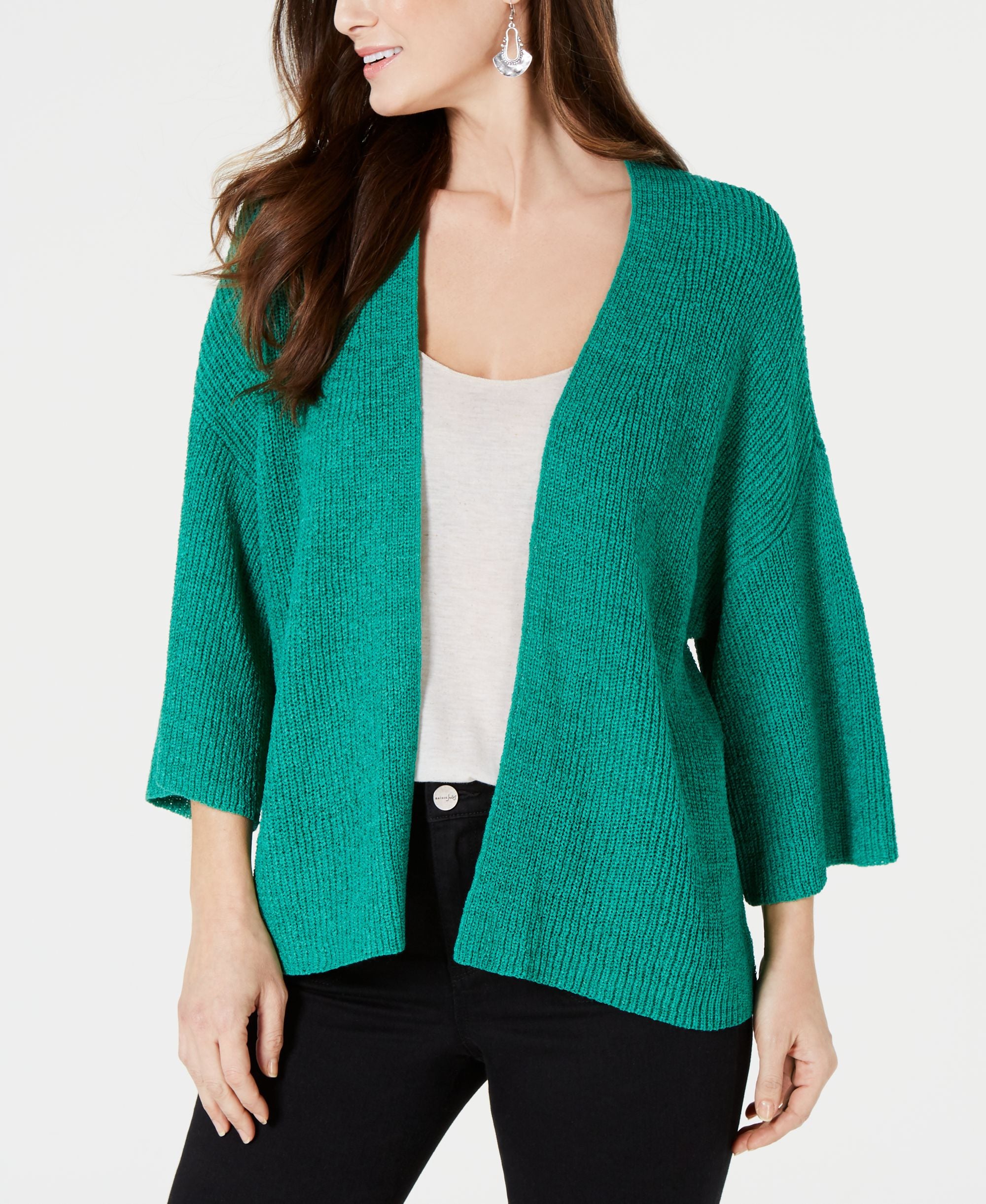 Draped Kimono-Sleeve Cardigan