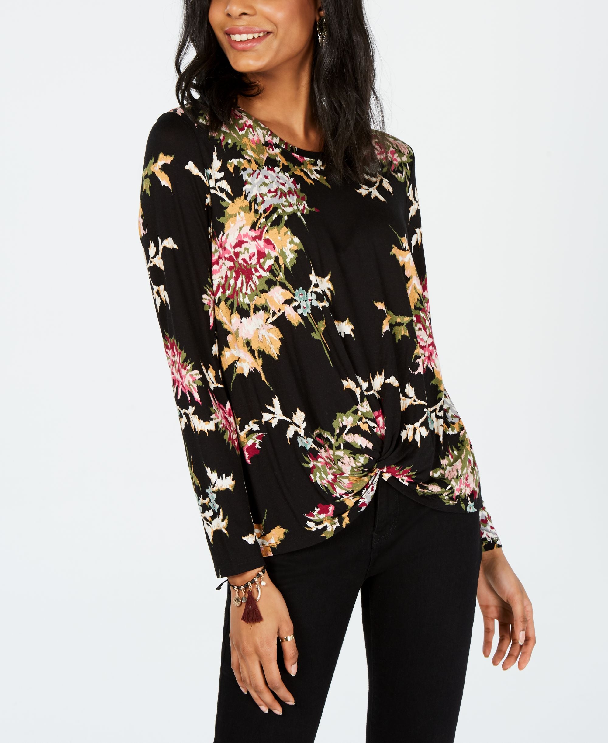 Style & Co Tie Dyed Twist Hem Top
