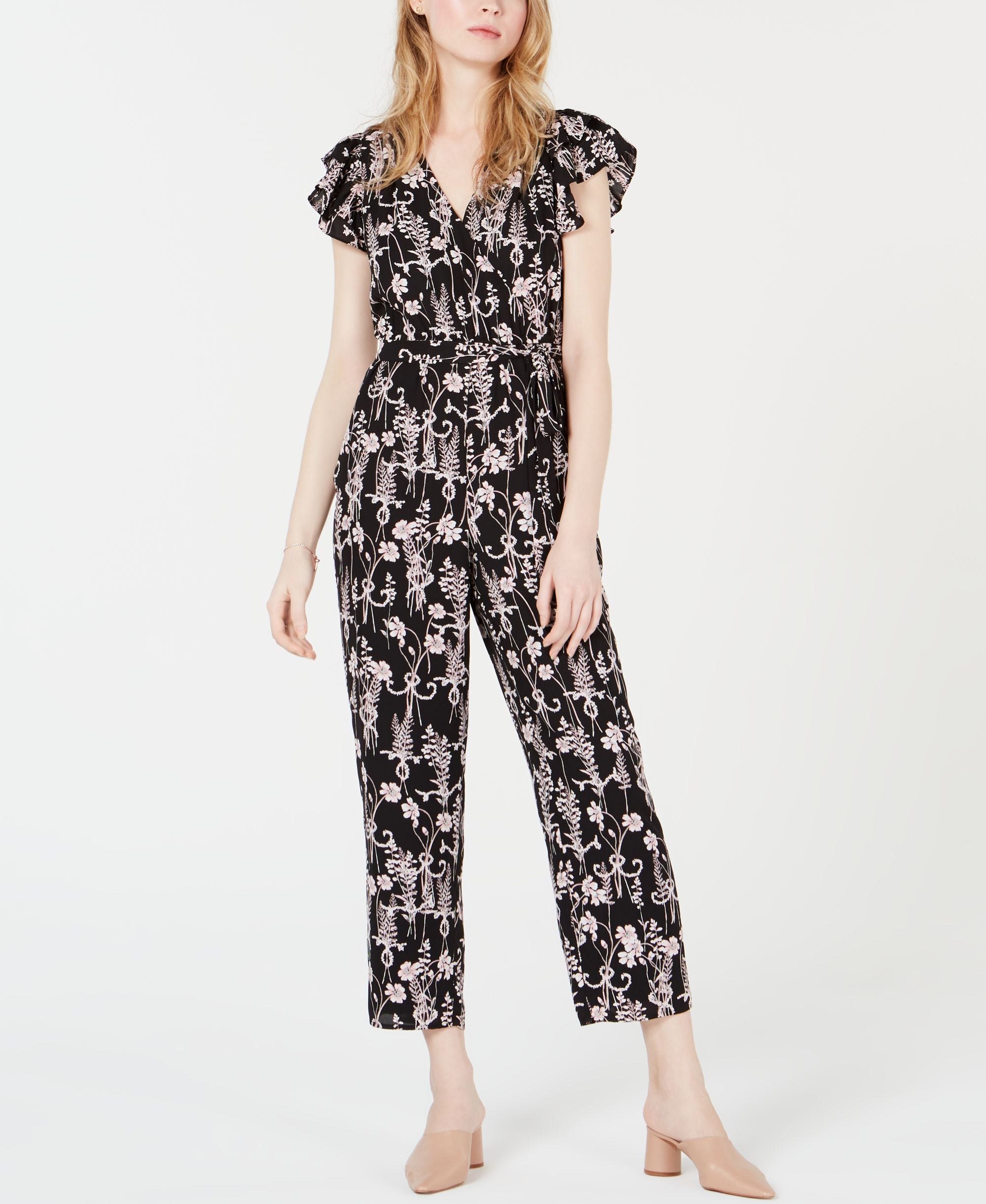 Maison Jules Printed Flutter Sleeve Jumpsuit