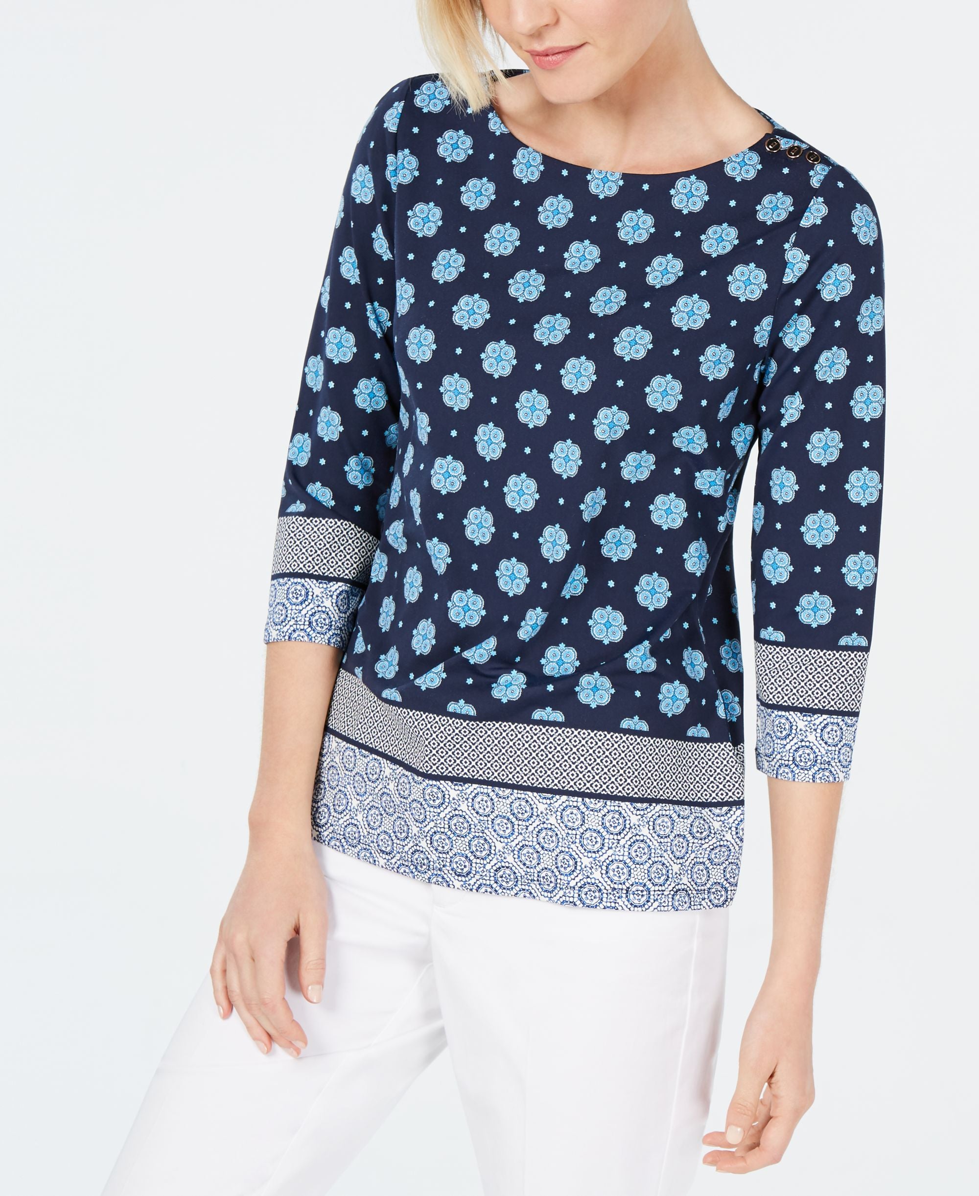 Charter Club Petite Printed Top