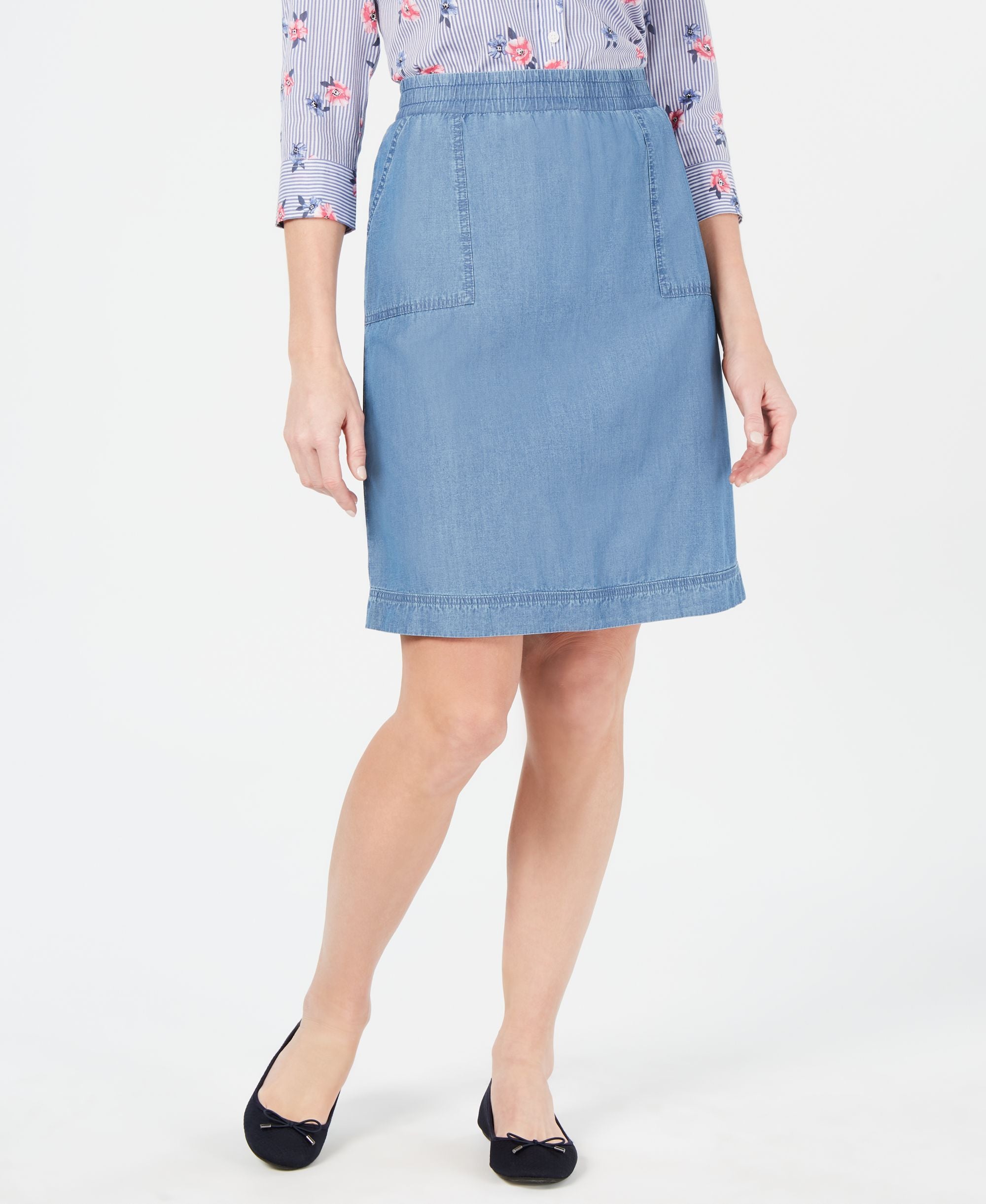 Karen Scott Petite Cotton Denim Skirt