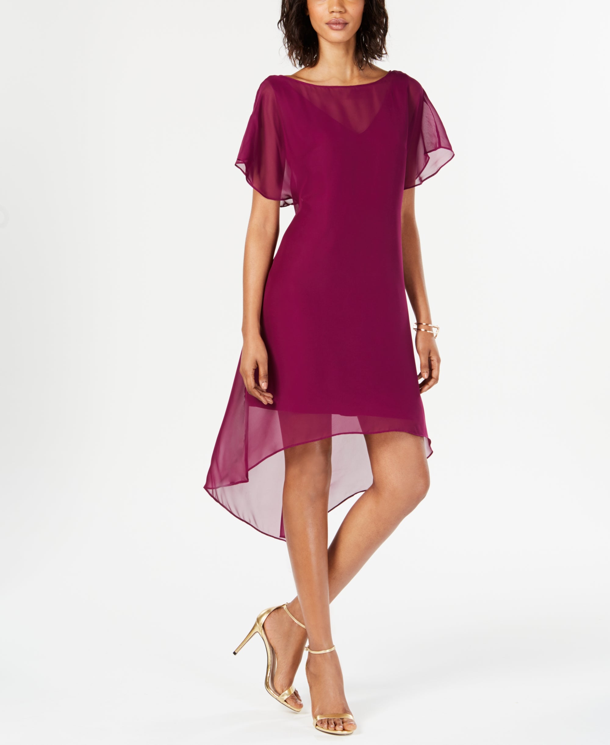Chiffon-Overlay A-Line Dress
