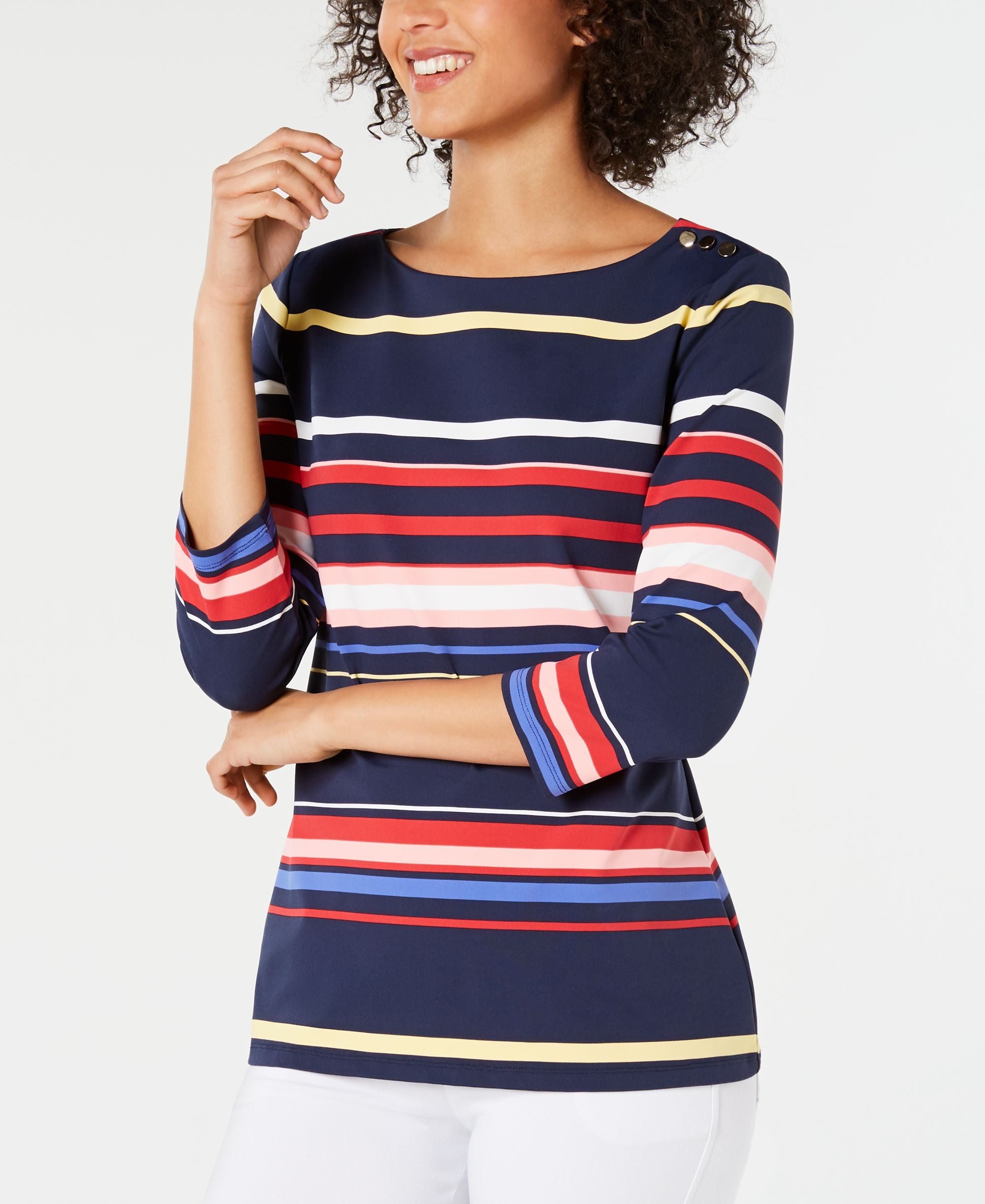 Striped Boat-Neck Top