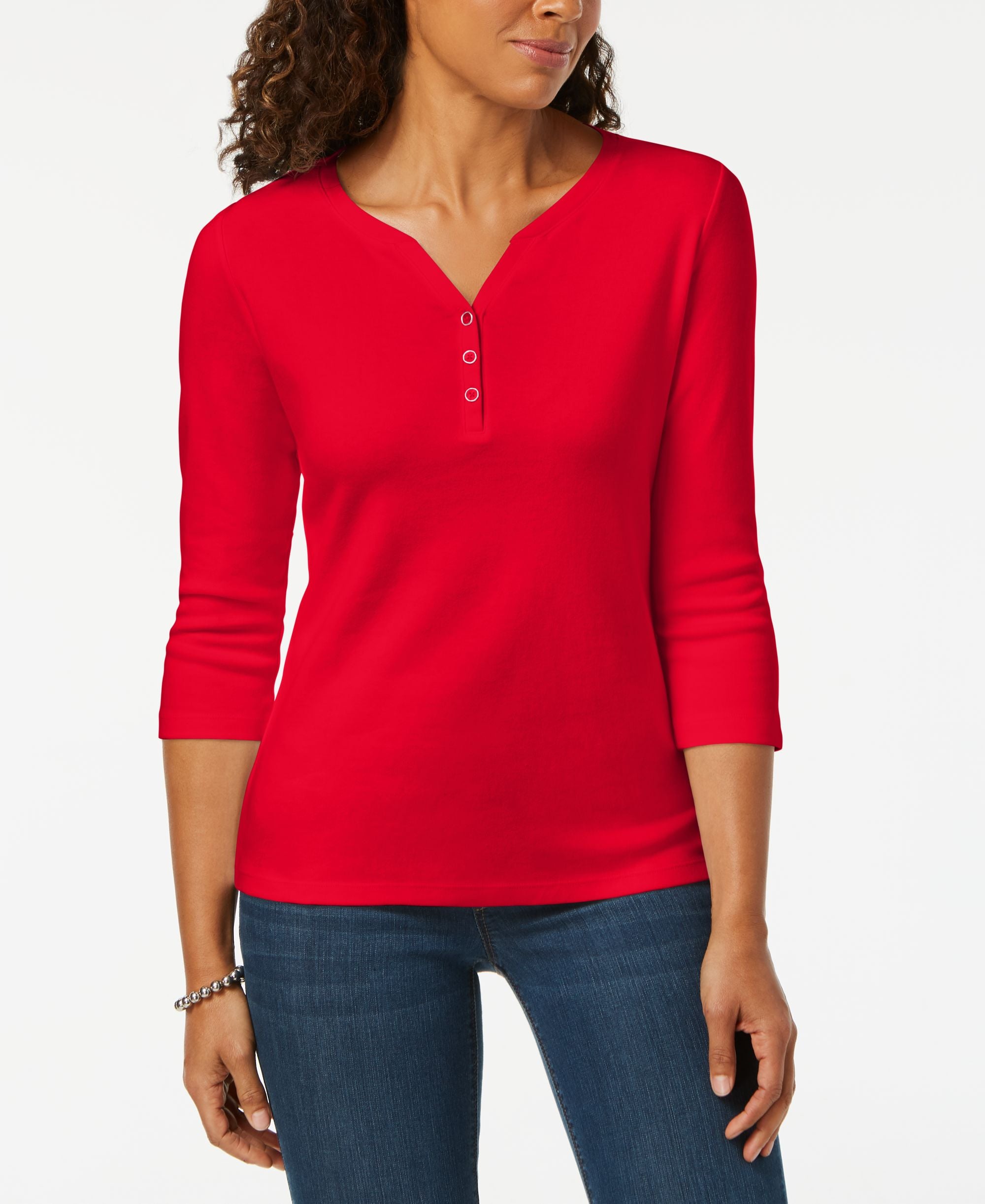 Petite Cotton Henley Top