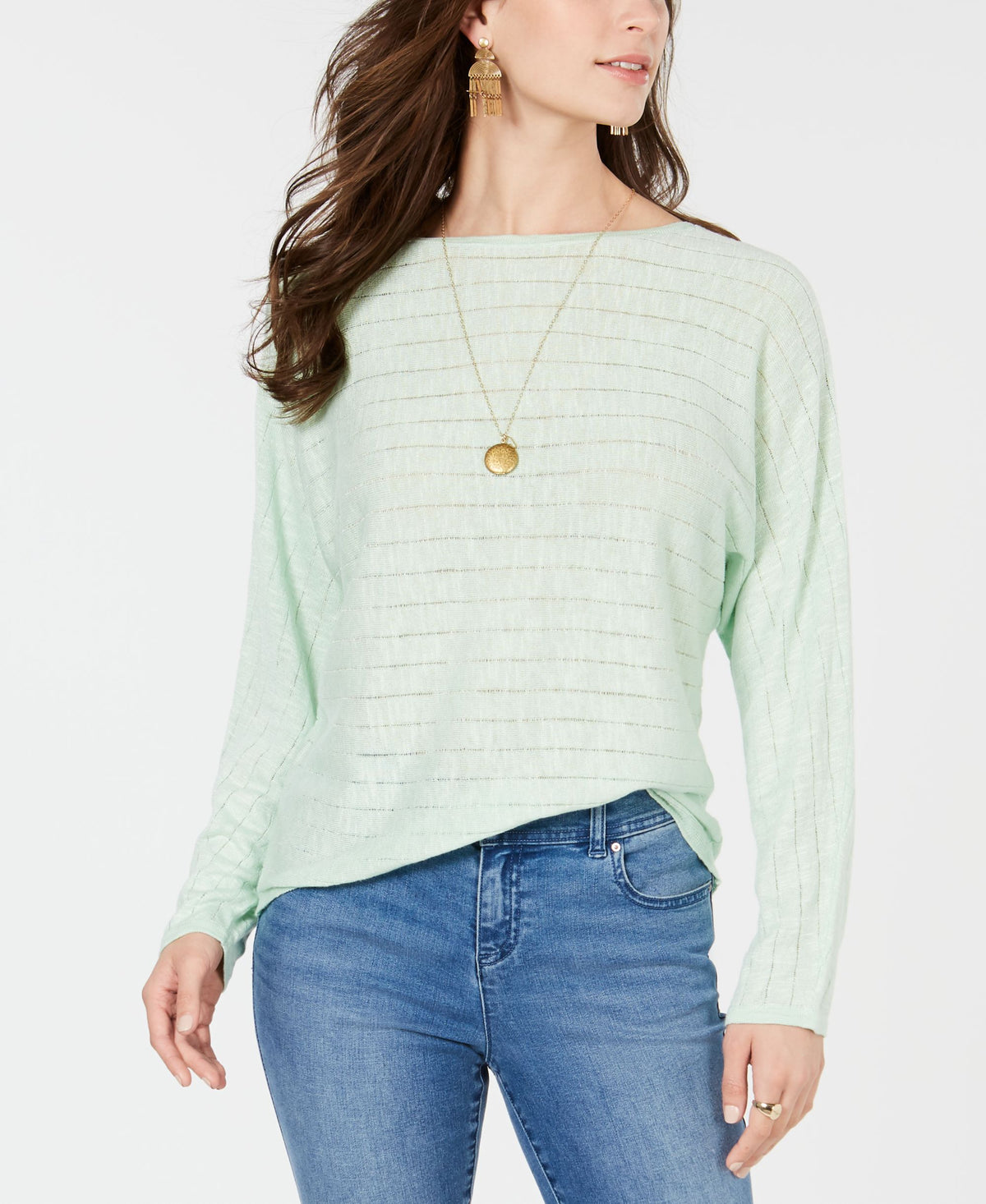 Boat-Neck Dolman-Sleeve Sweater