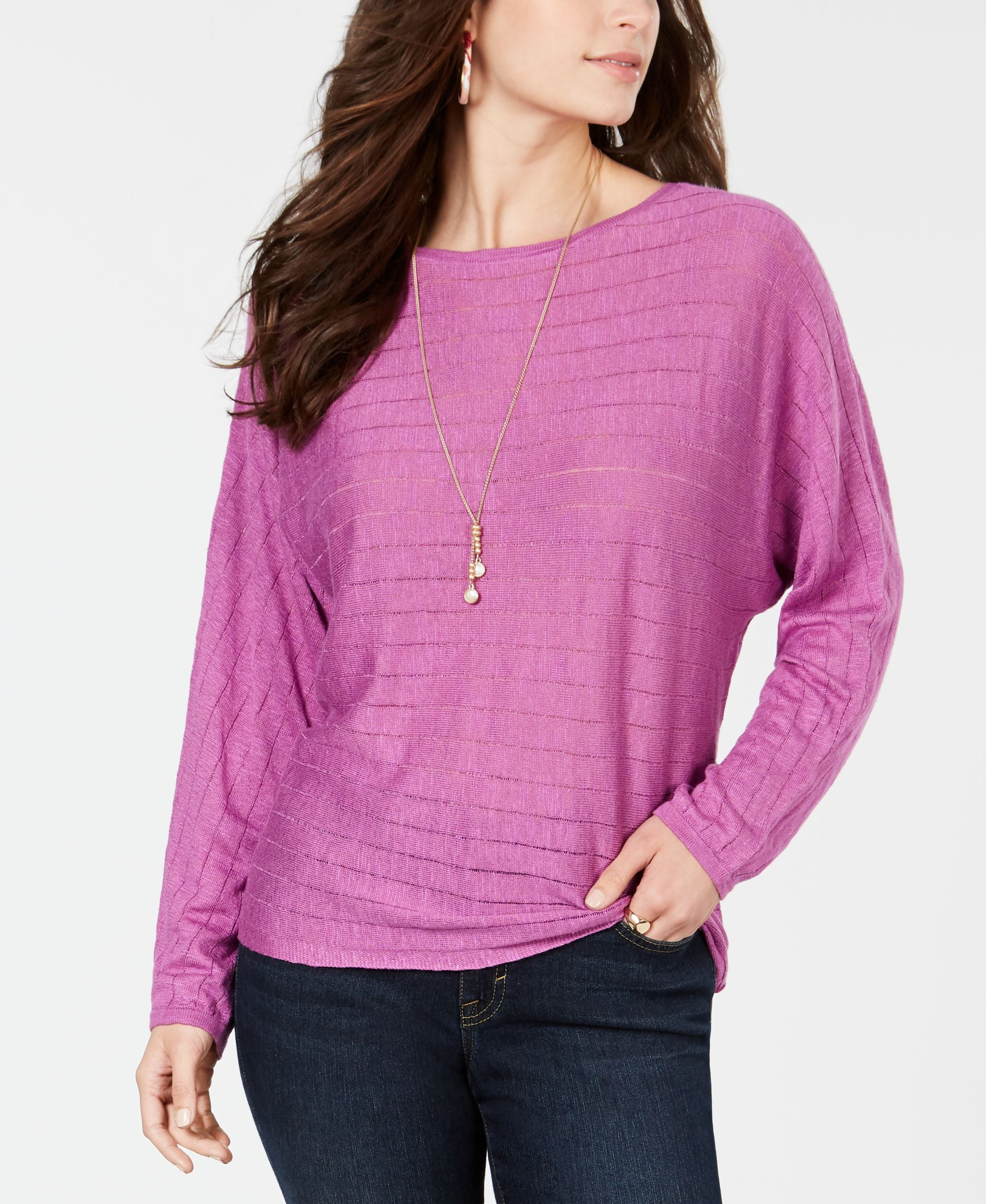 Boat-Neck Dolman-Sleeve Sweater