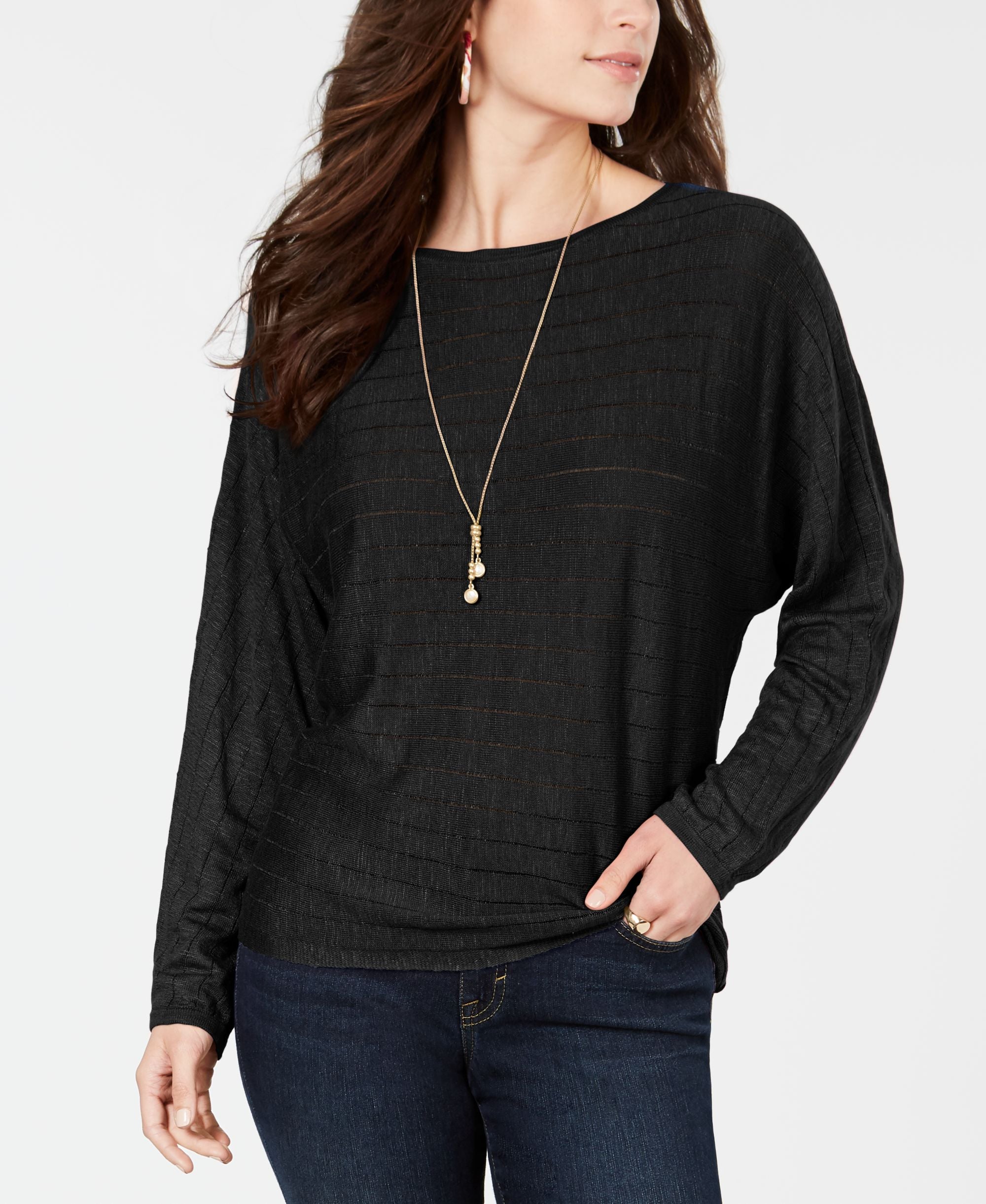 Boat-Neck Dolman-Sleeve Sweater