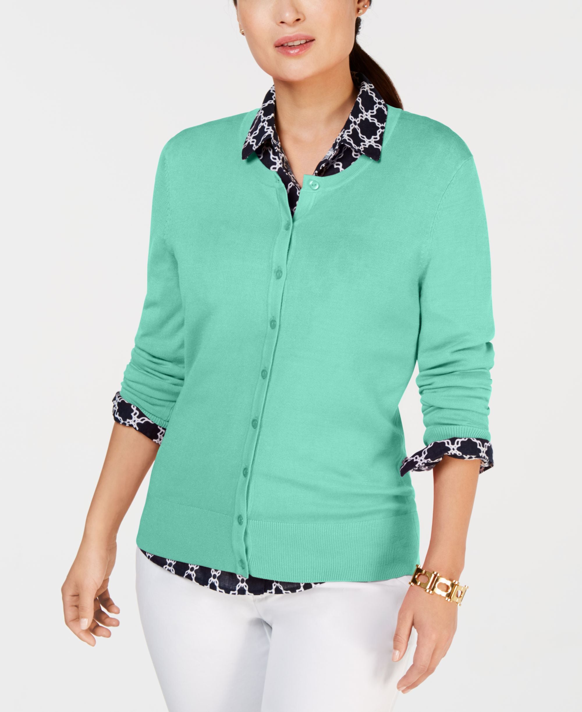 Charter Club Long Sleeve Button Front Cardigan