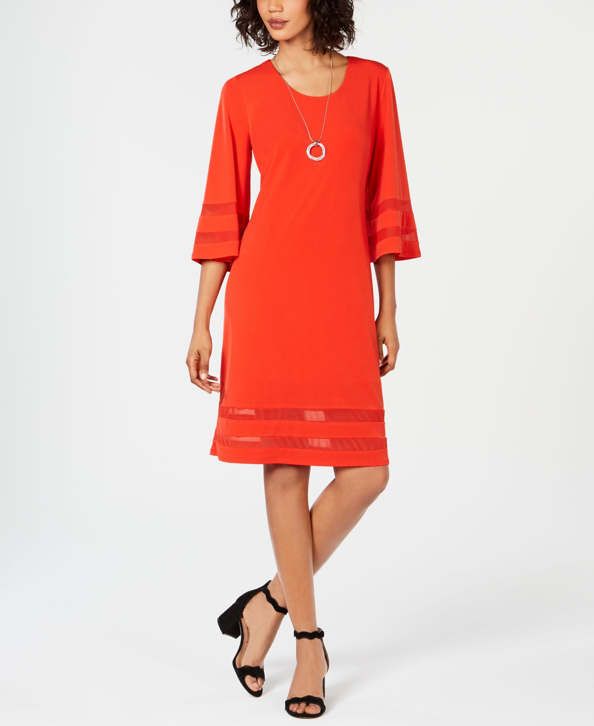 JM Collection Petite Mesh Inset Sheath Dress