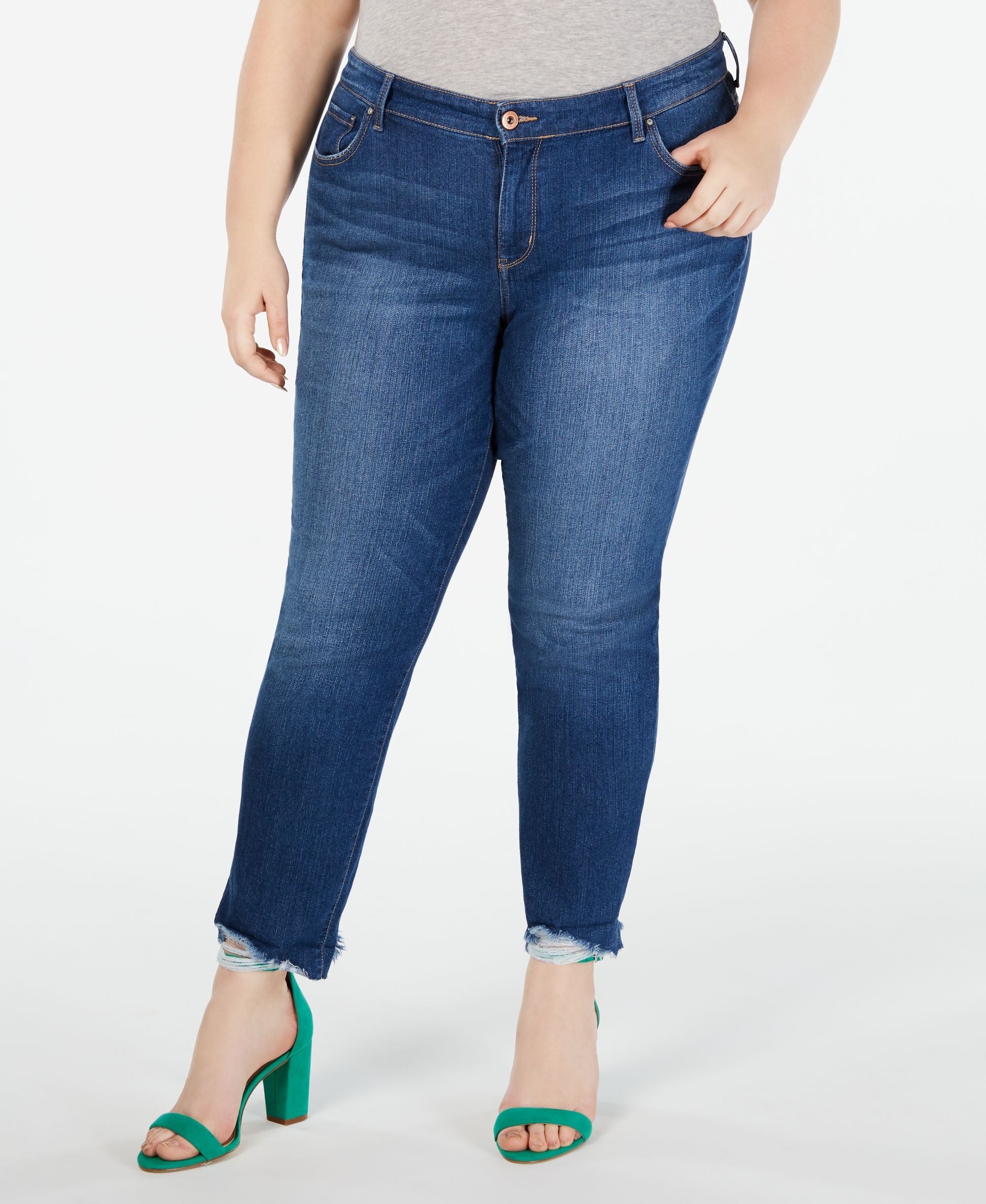 I.N.C. Plus Size Frayed Boyfriend Jeans