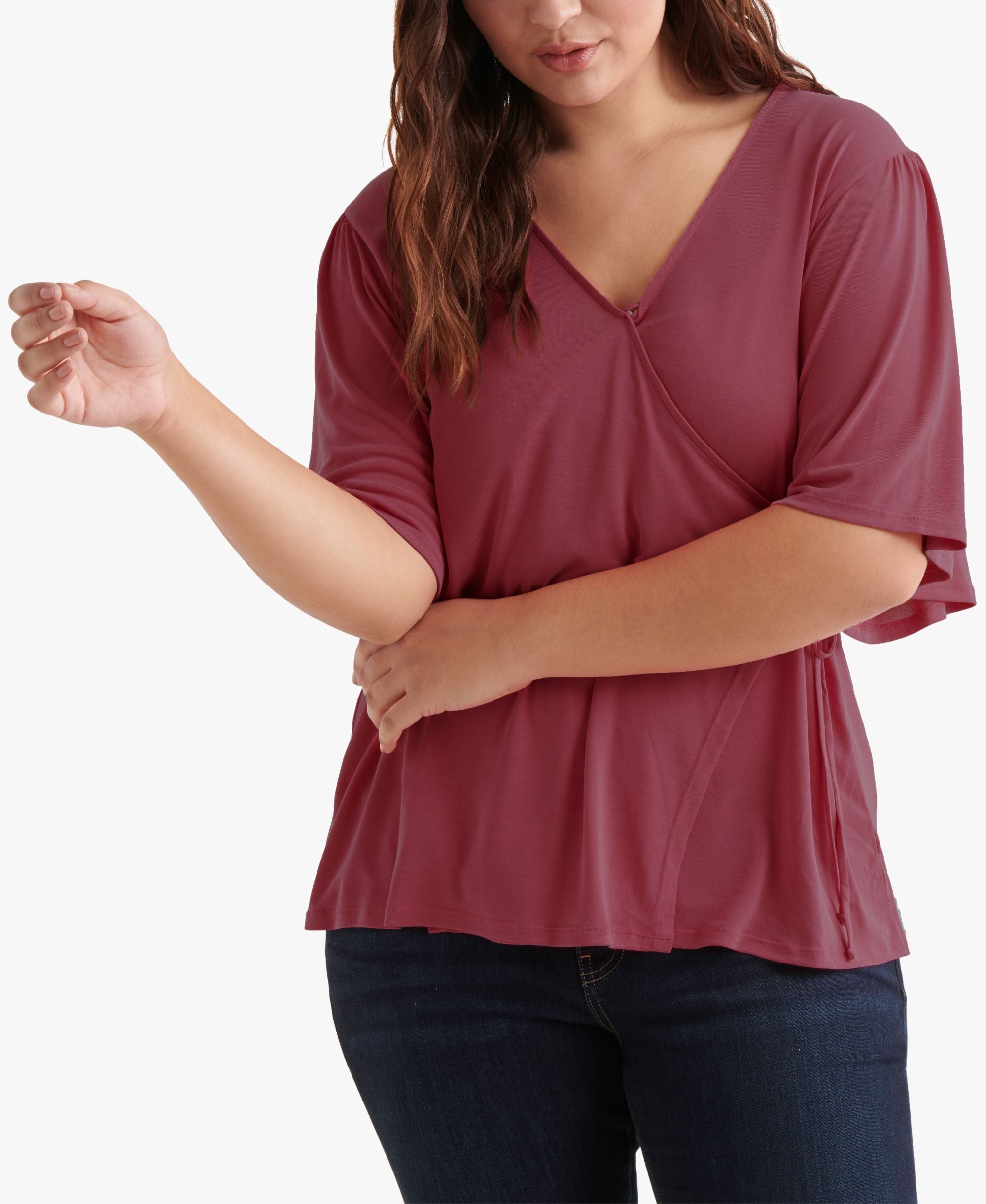 Lucky Brand Plus Size Wrap V Neck Top