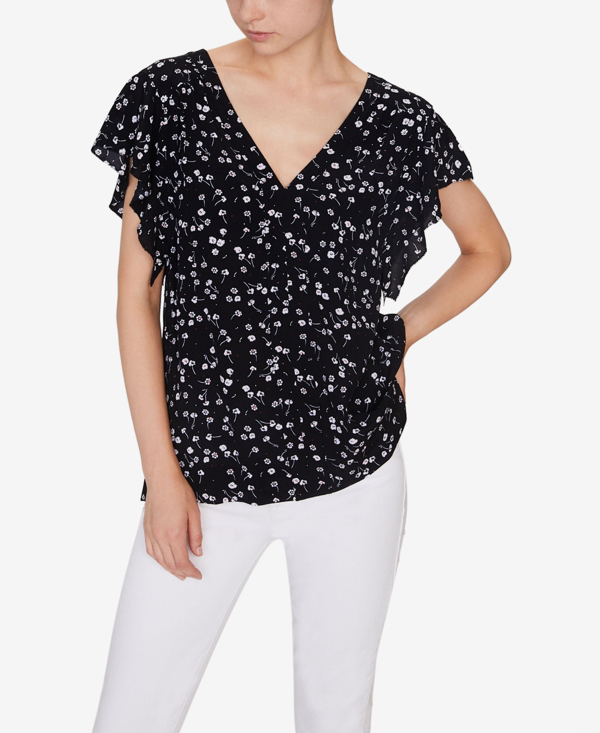 Sanctuary Countryside Printed Flutter Sleeve Top