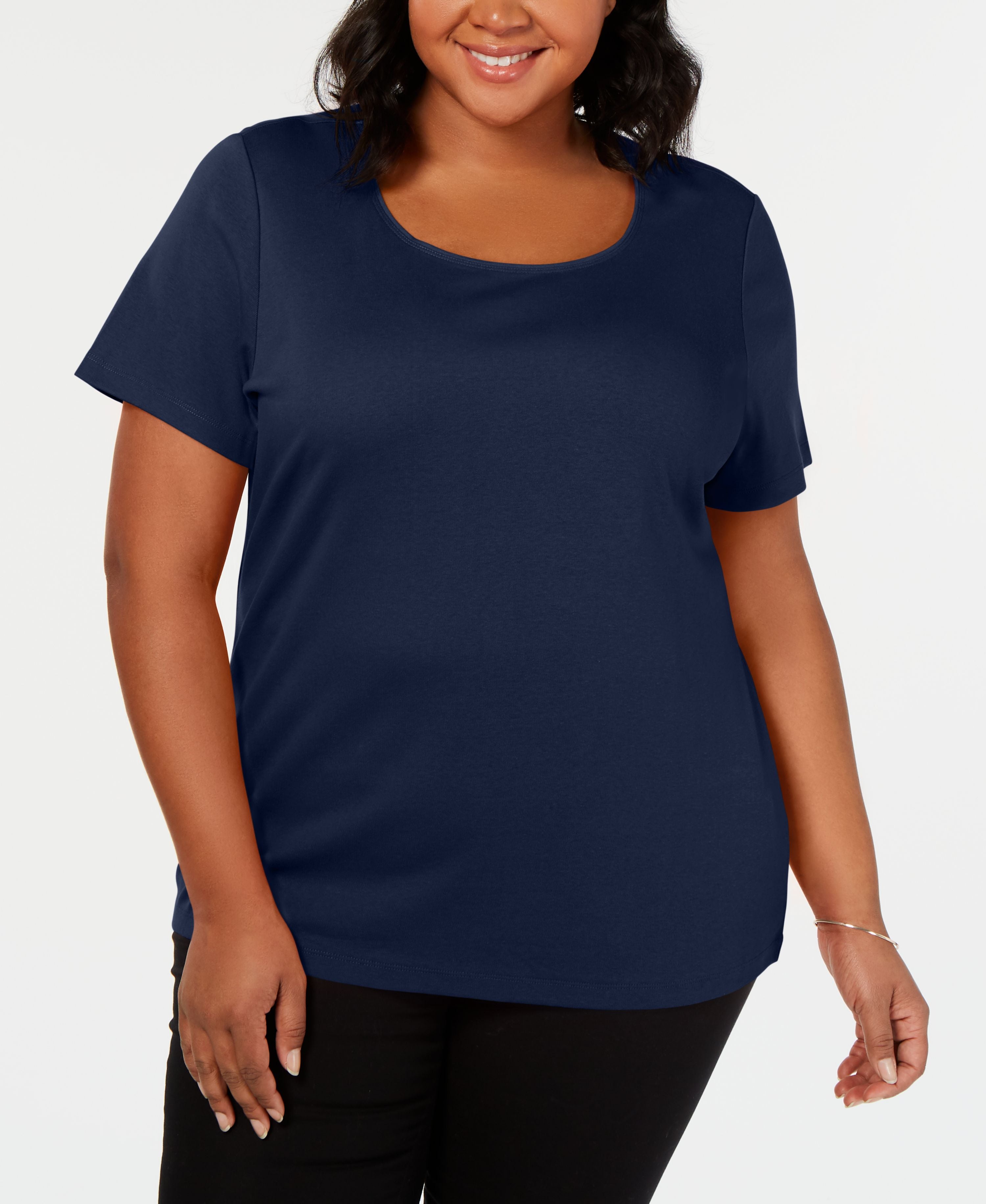 Plus Size Short Sleeve Scoop-Neck Top