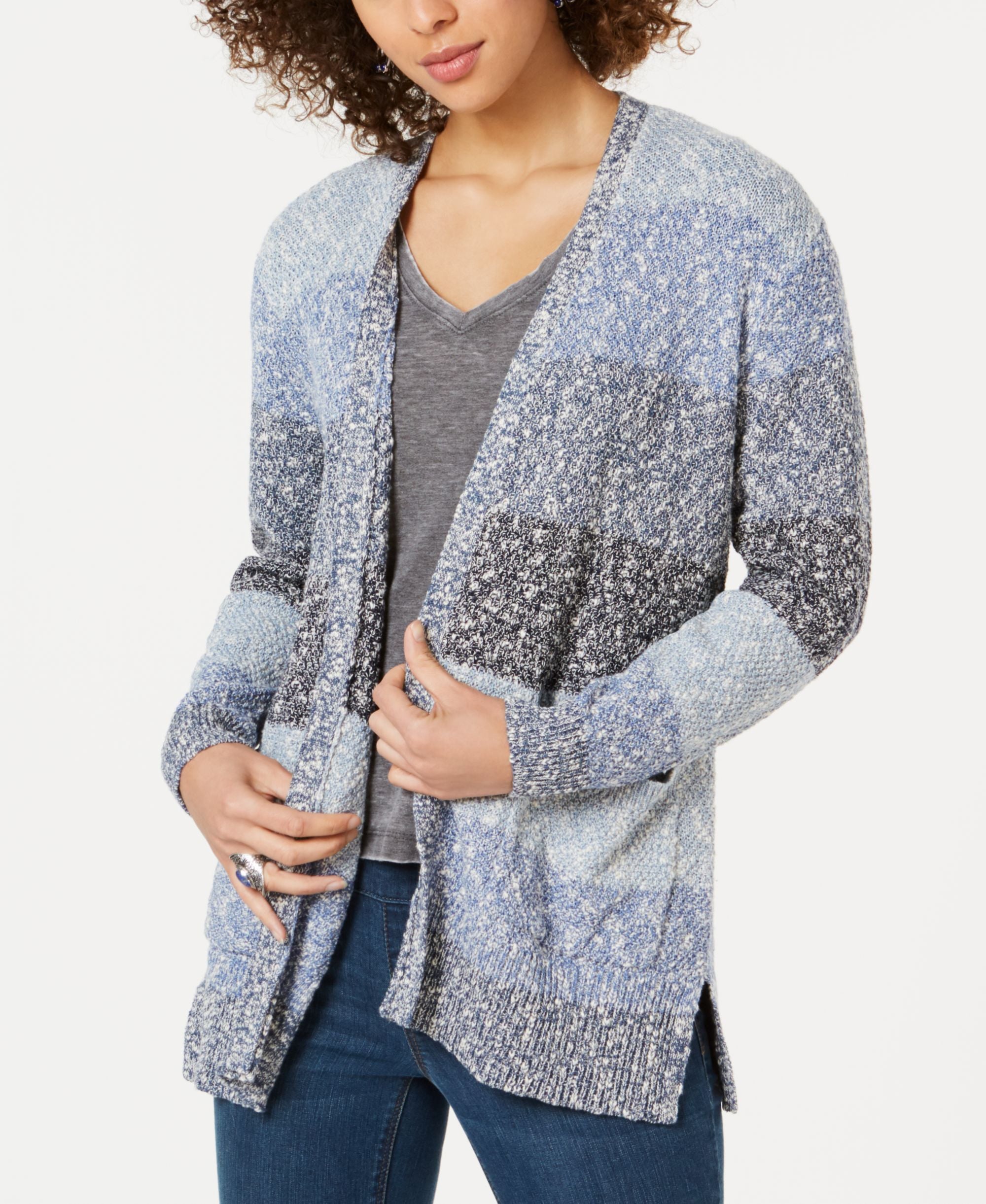 Striped Textured Cardigan Sweater