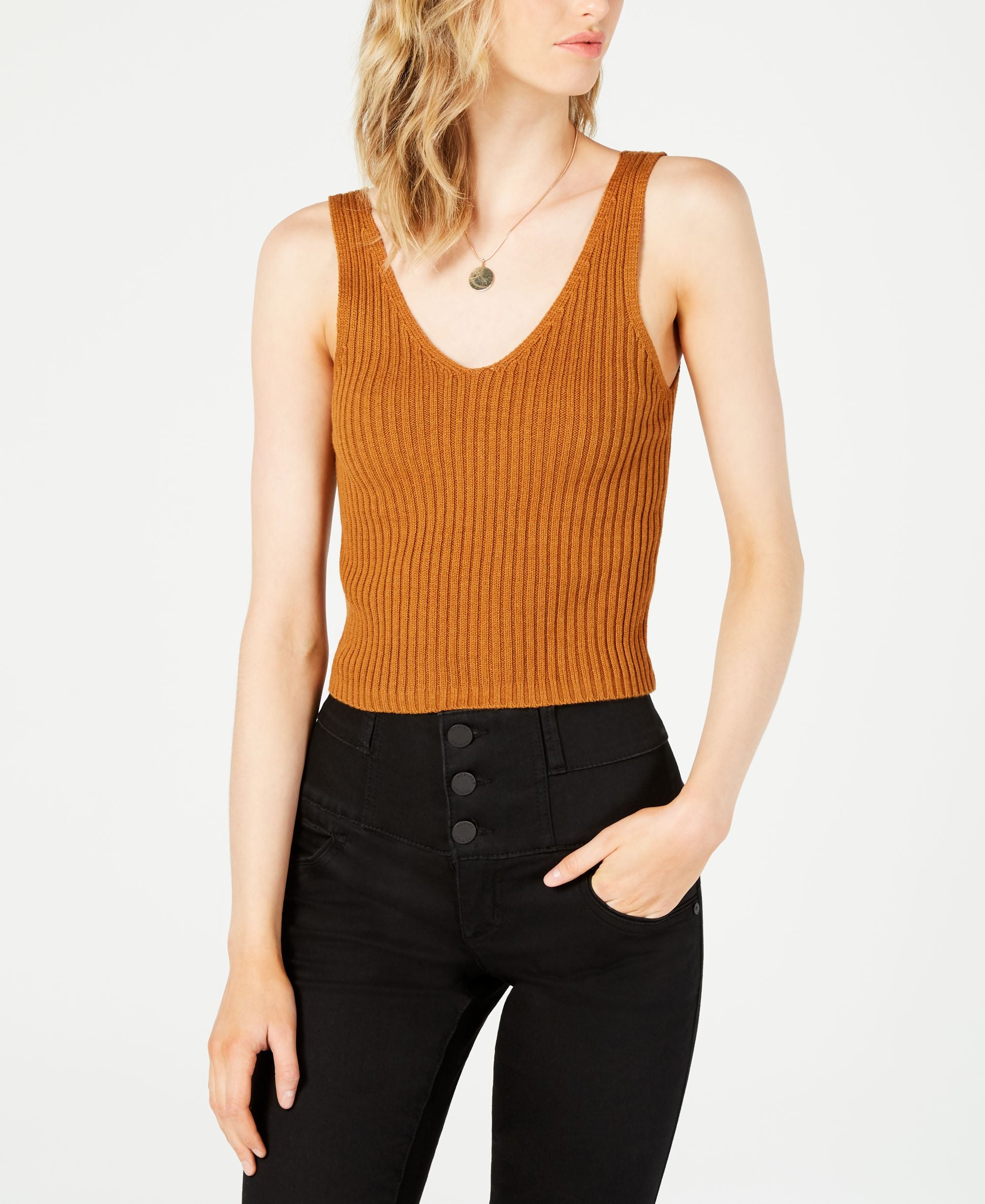 Ribbed-Knit Cropped Tank Top