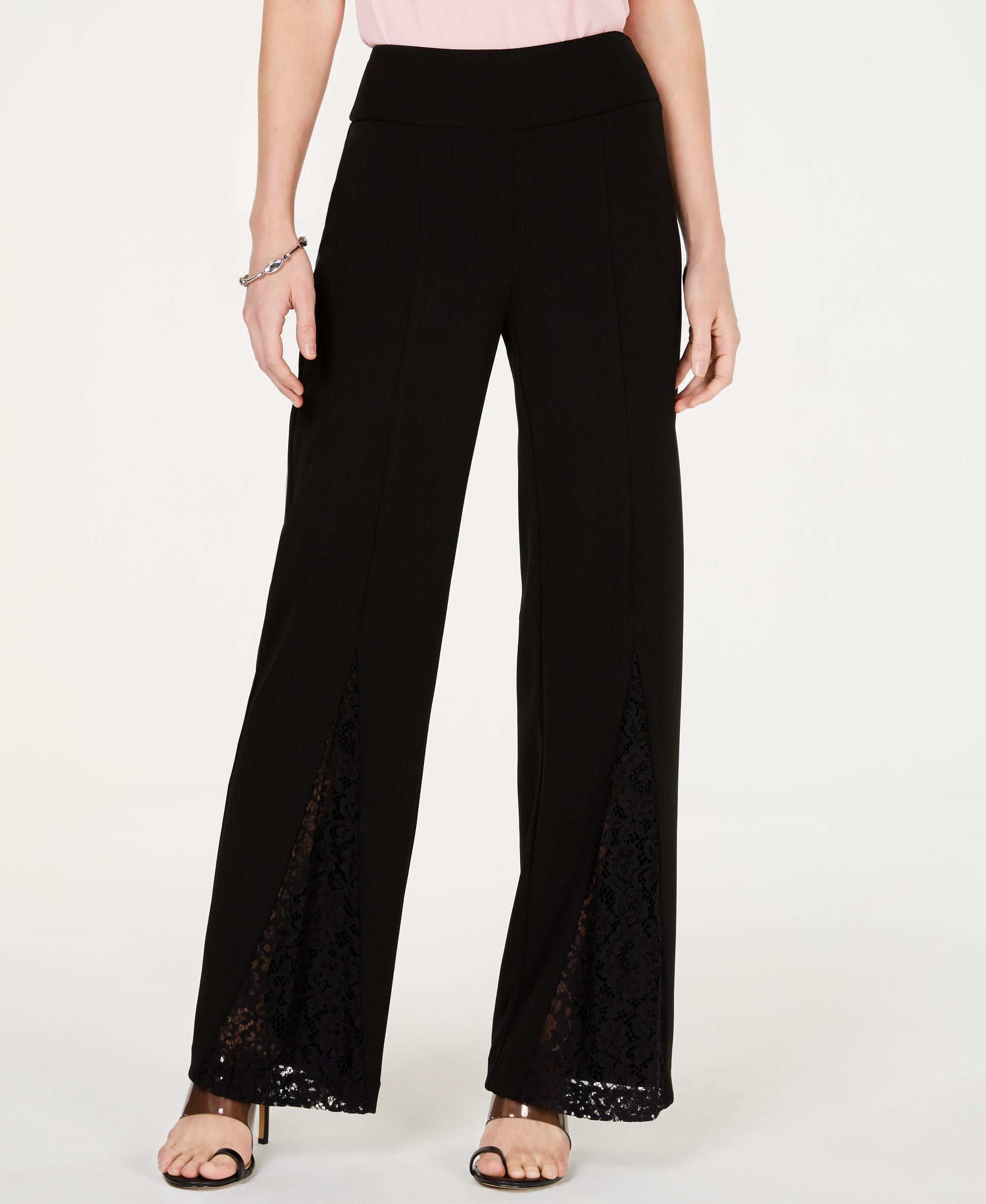 I.N.C. Petite Lace-Detail Wide-Leg Pants