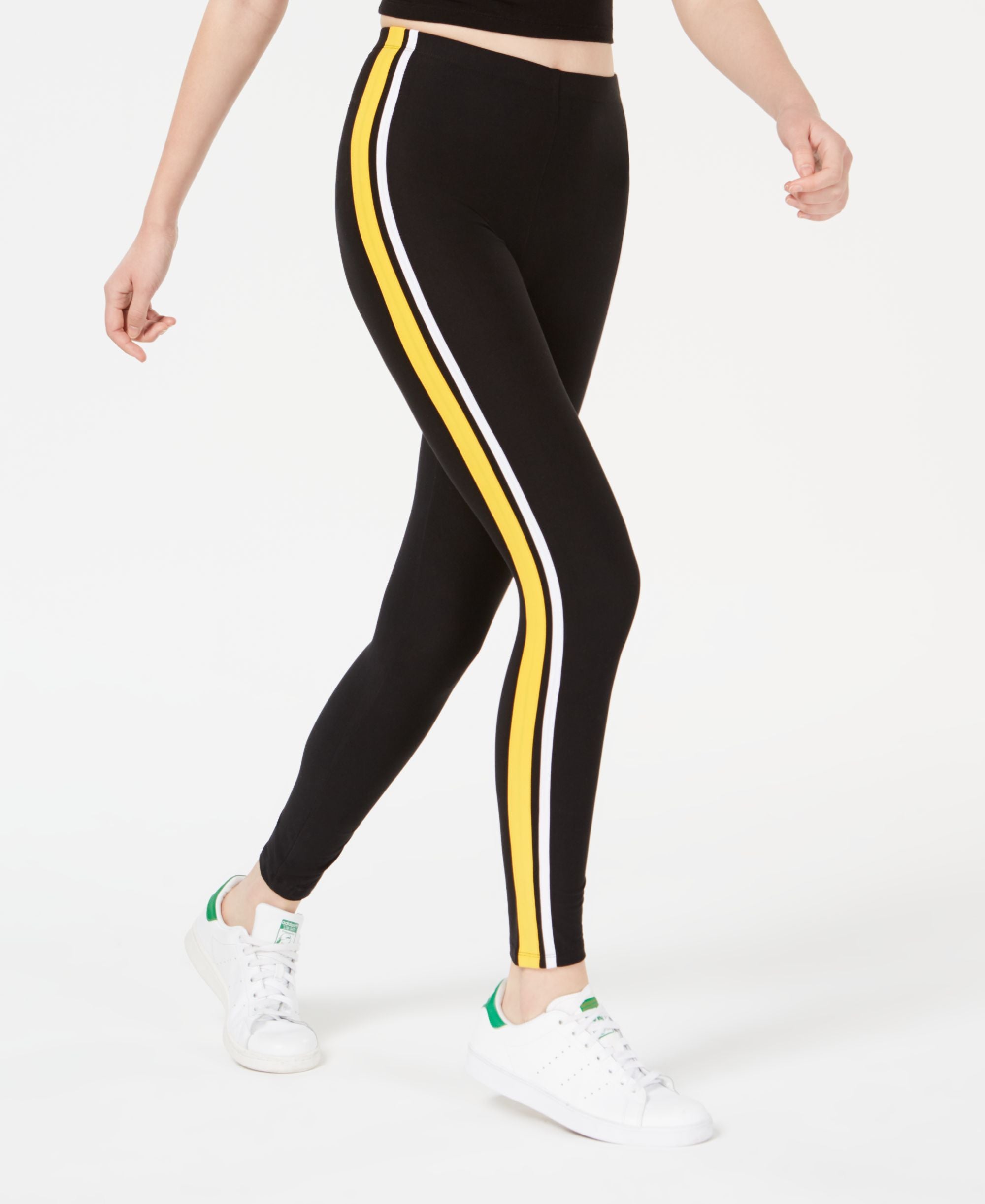 Planet Gold Juniors Striped Mid Rise Leggings
