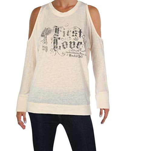 William Rast Womens Cold Shoulder Graphic Knit Top
