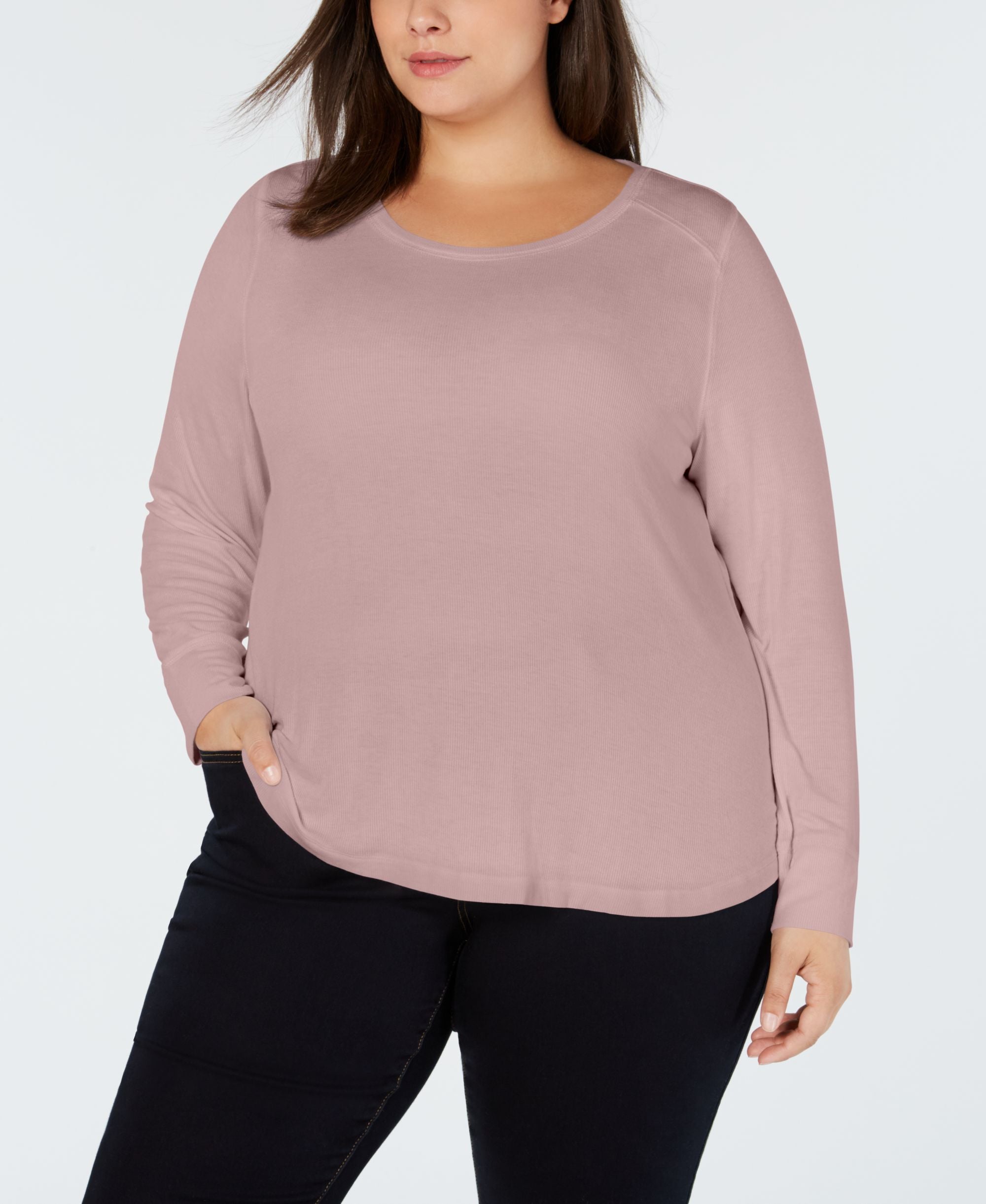 I.N.C. Plus Size Ribbed Shirttail Top