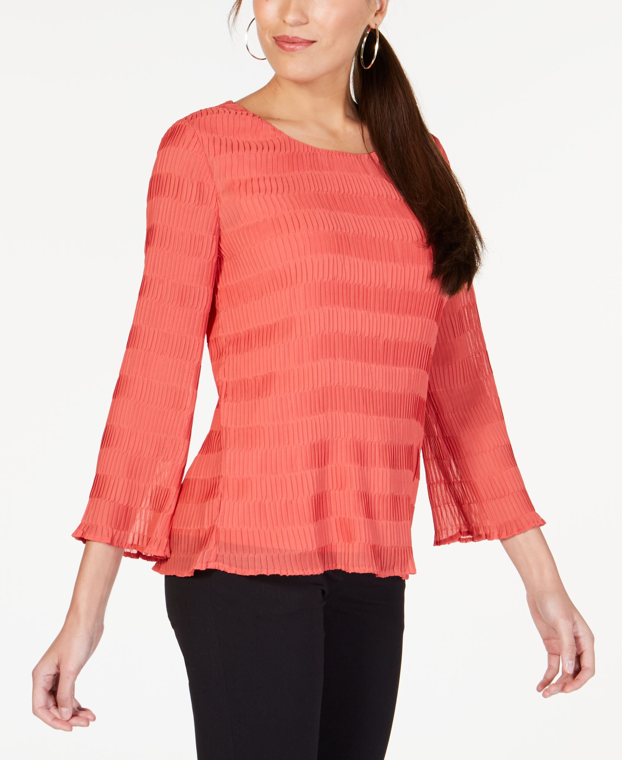 Alfani Textured Pleated Top