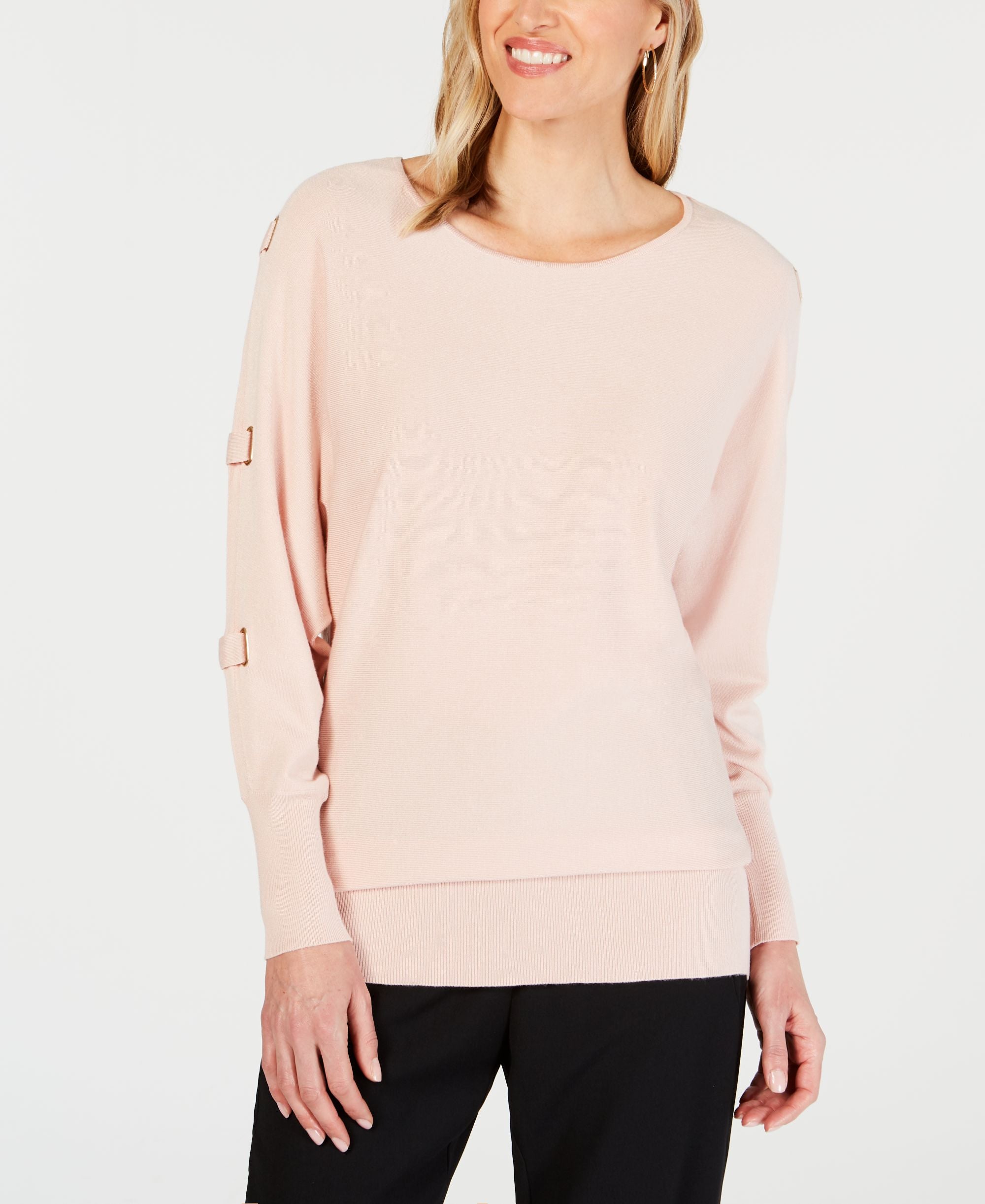 JM Collection Buckle Dolman Sleeve Sweater