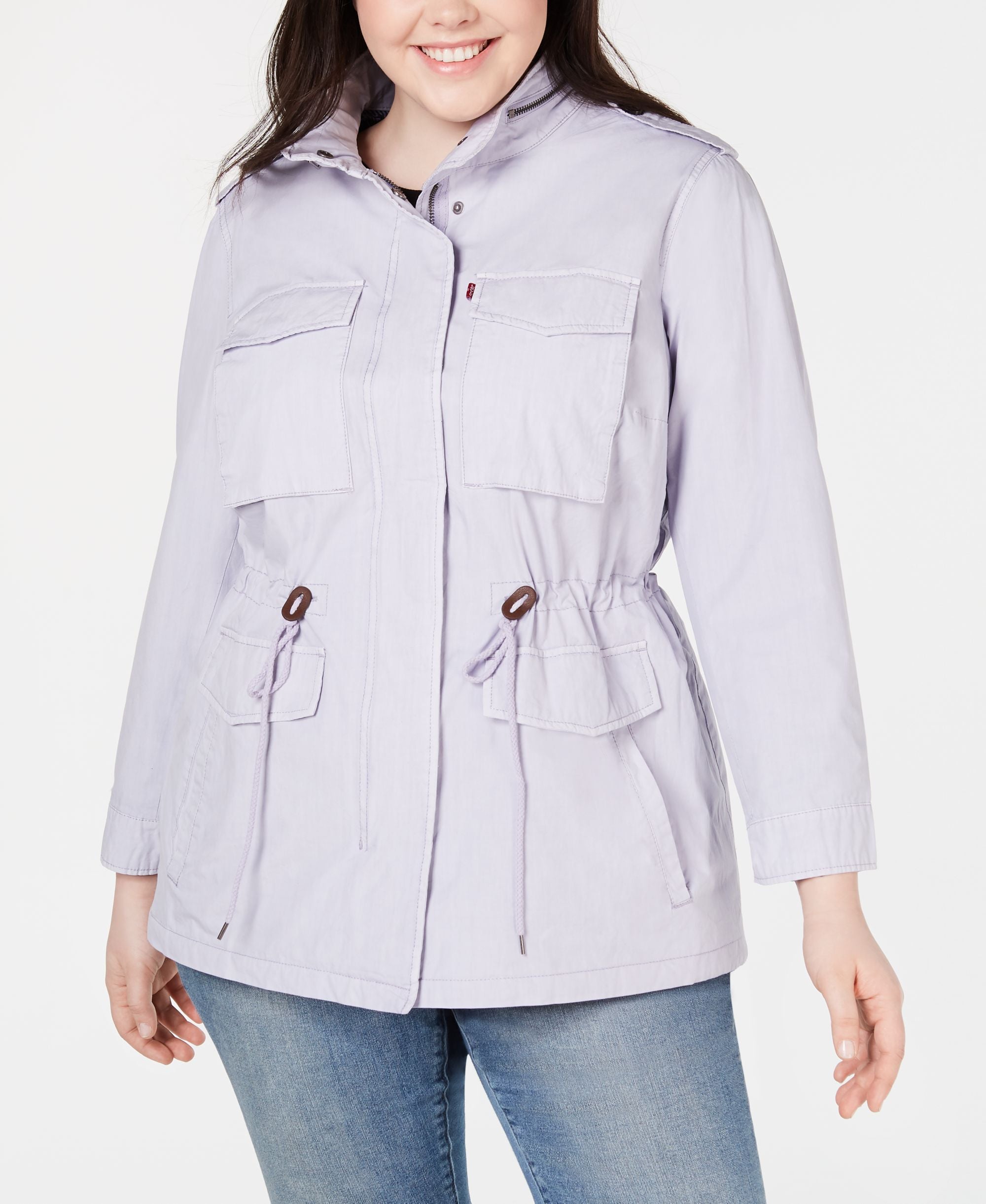 Trendy Plus Size  Cotton Utility Jacket