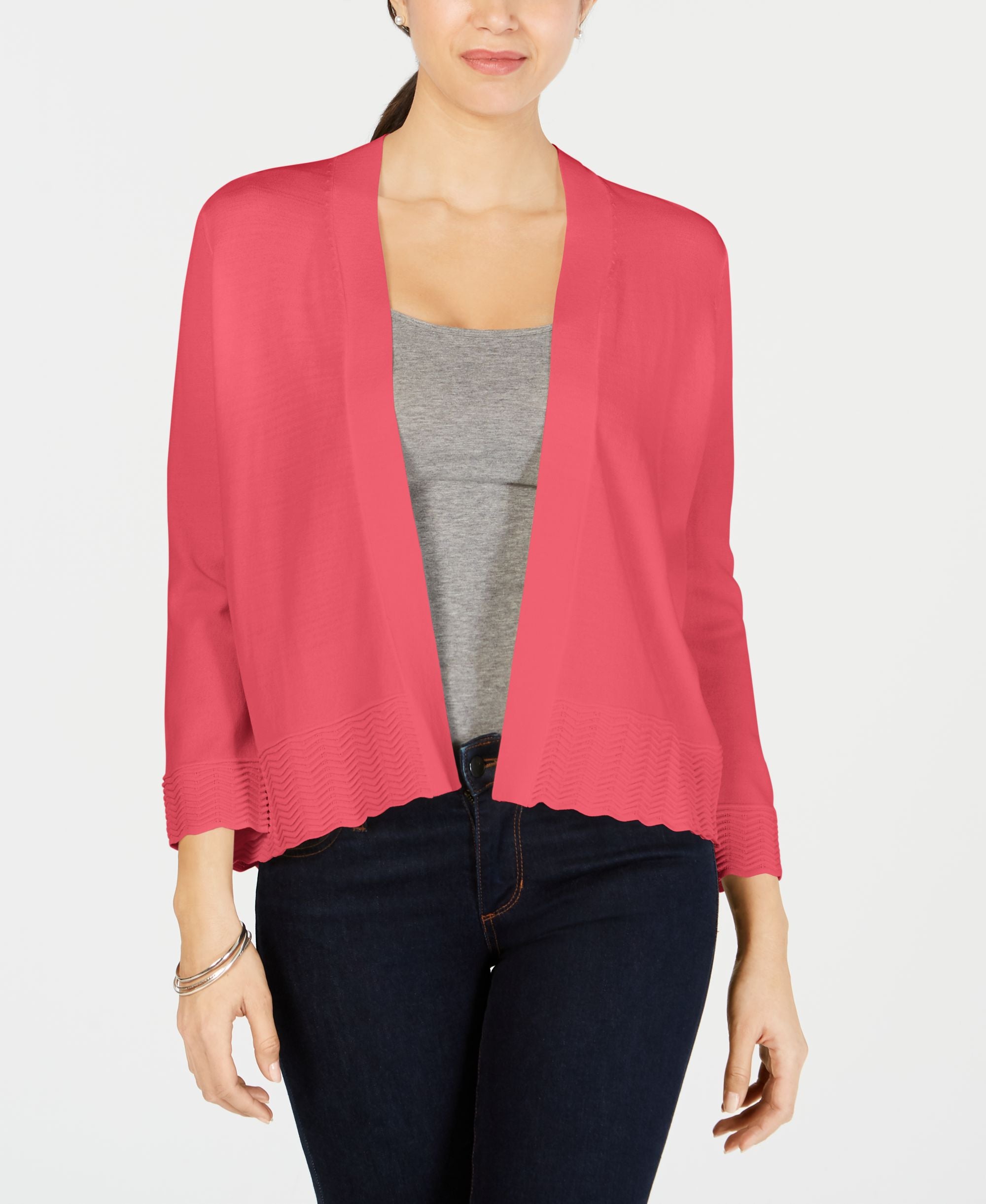 Charter Club Textured Knit Open Cardigan