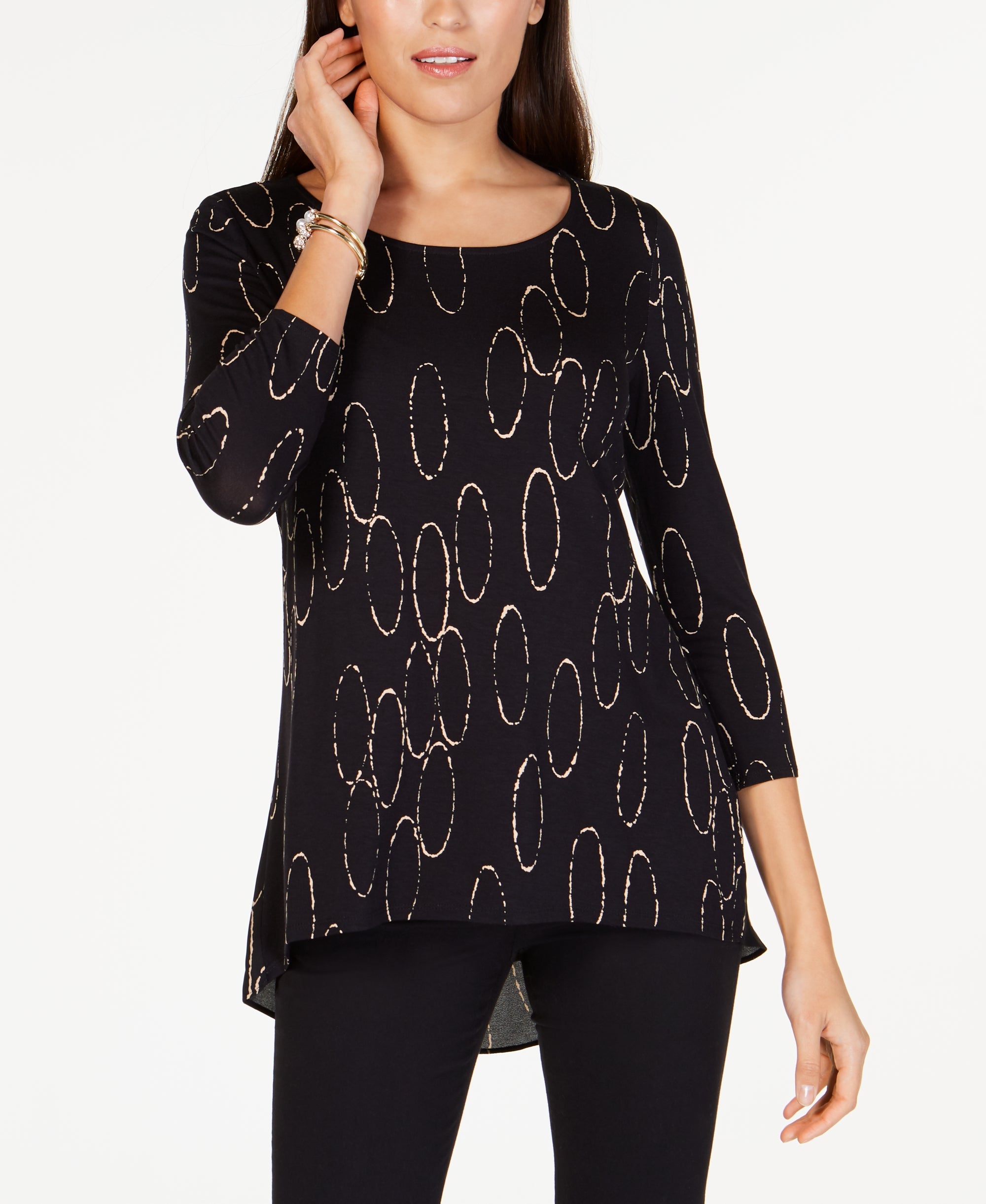 Printed Woven-Back Top