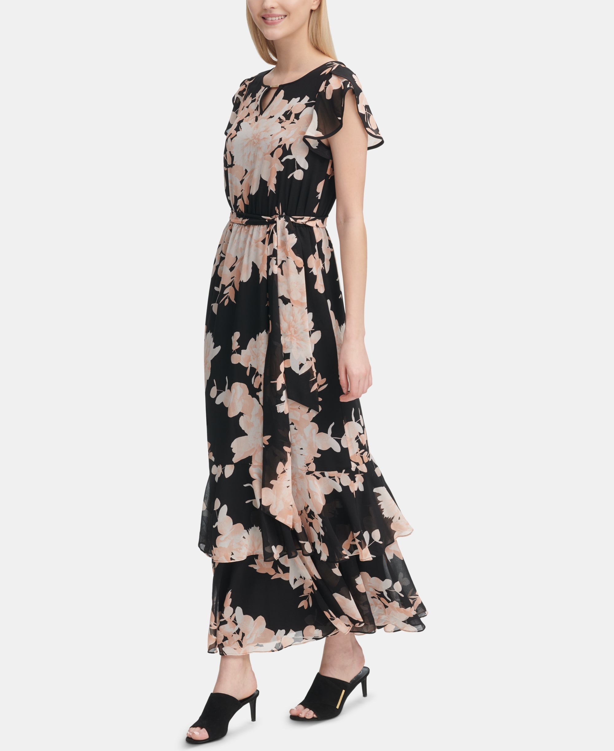 Flutter-Sleeve Maxi Dress