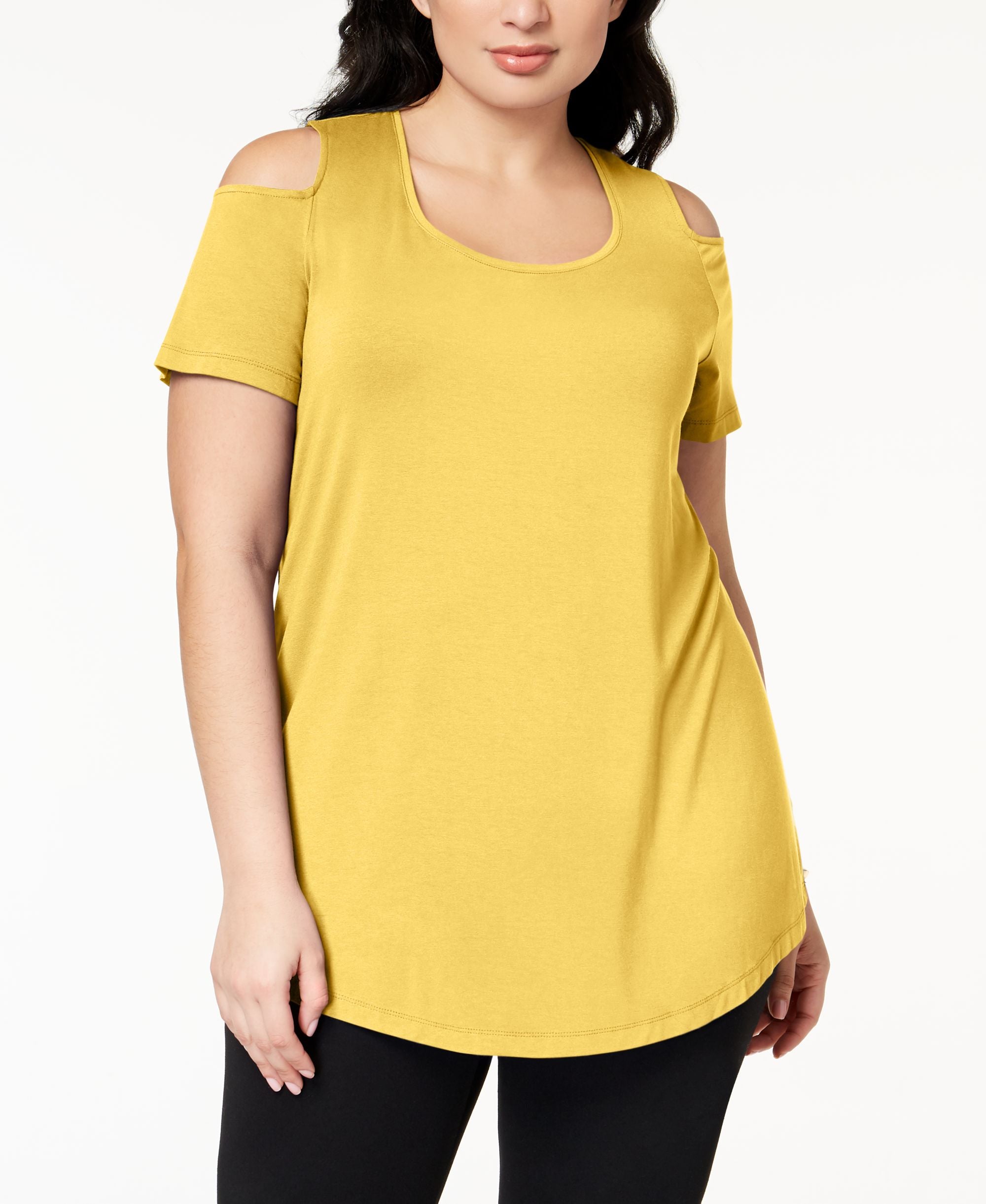 JM Collection Plus Size Cold-Shoulder Top