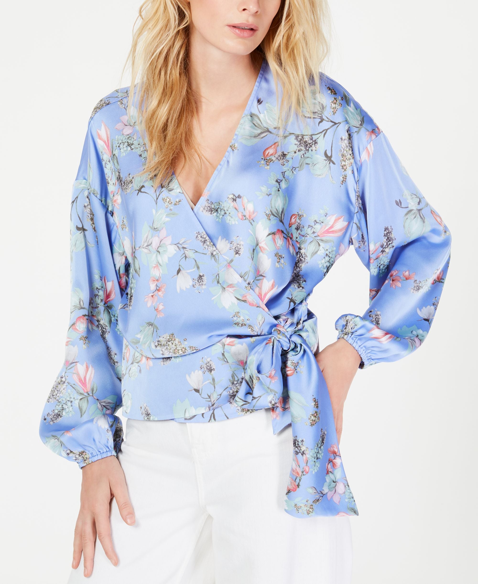 INC Floral-Print Wrap Top