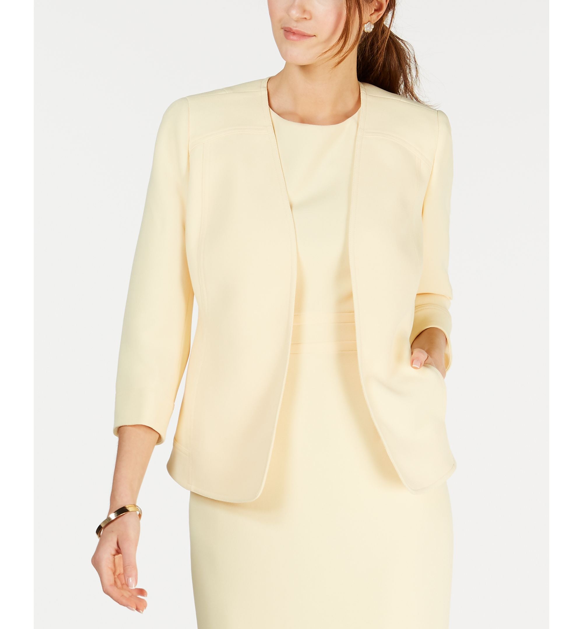Kasper Collarless Open Front Blazer