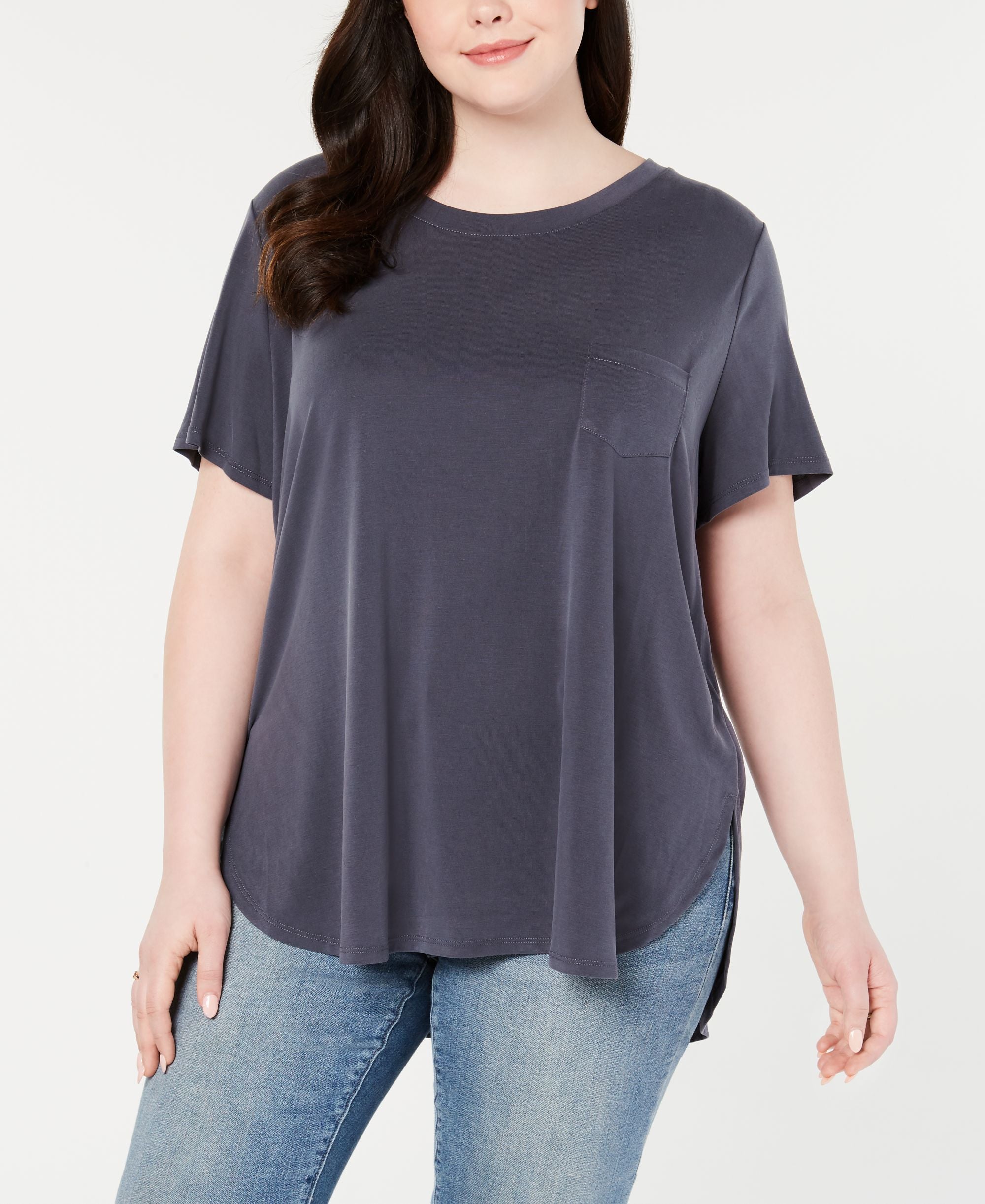 Style & Co Plus Size Shirttail Hem Suede Top